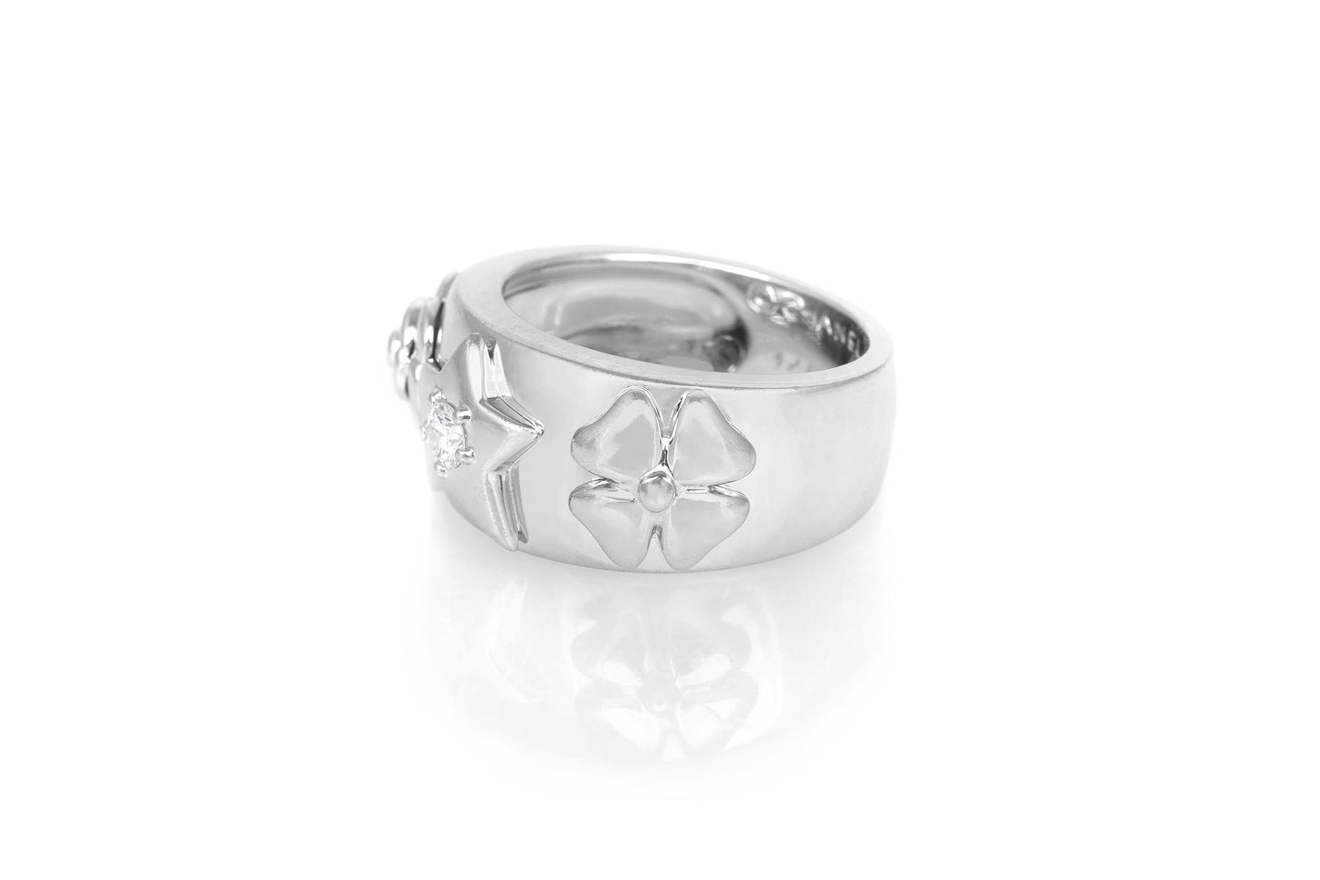 Chanel Floral Motif White Gold Ring