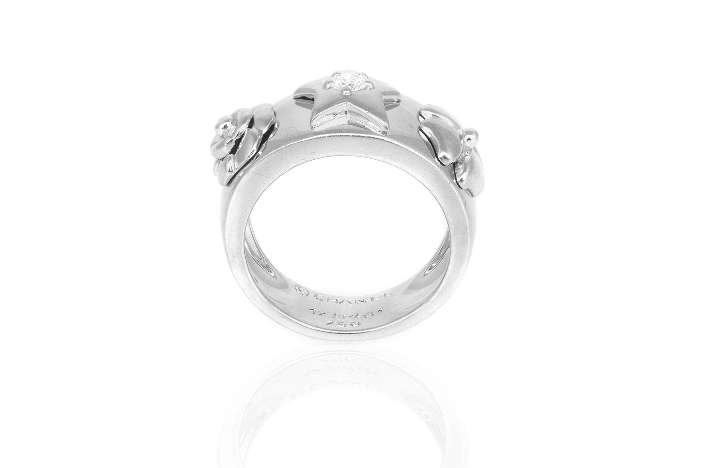 Chanel Floral Motif White Gold Ring