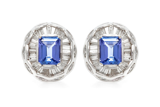 4.60 Carat Tanzanite & 4.11 Carat Diamond Earrings