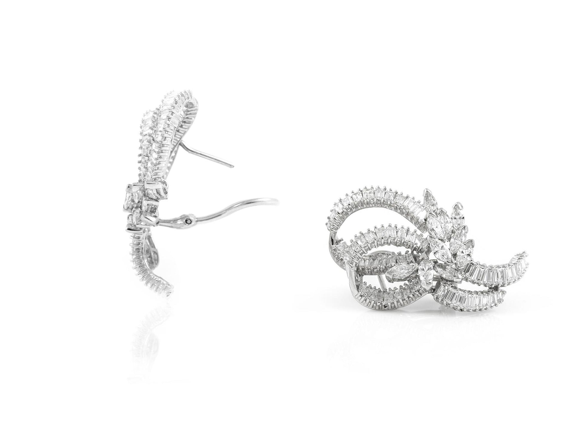 8.12 Carat Baguette and Marquise Cut Diamond Earrings
