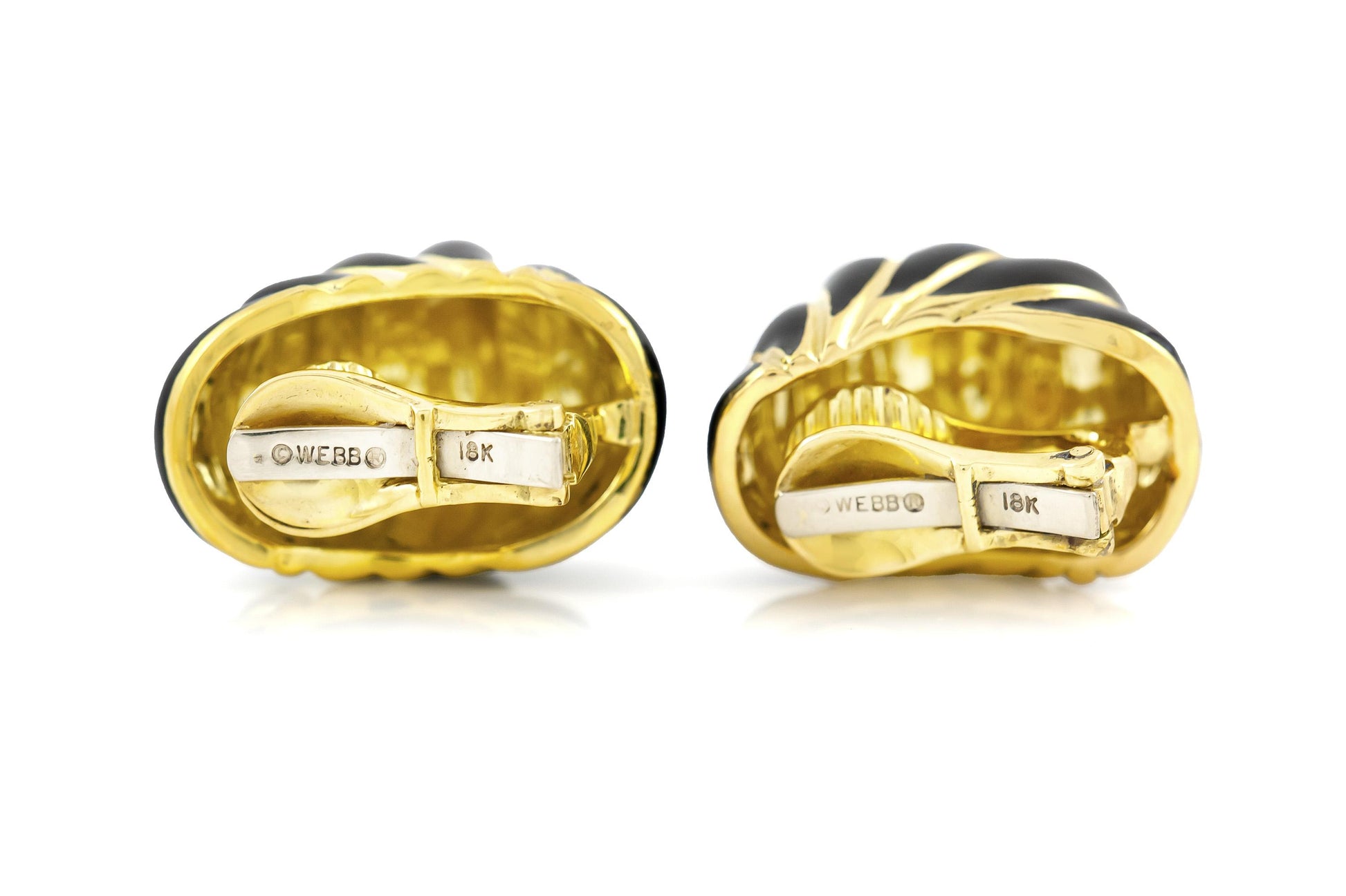 David Webb Black Enamel and Gold Earrings