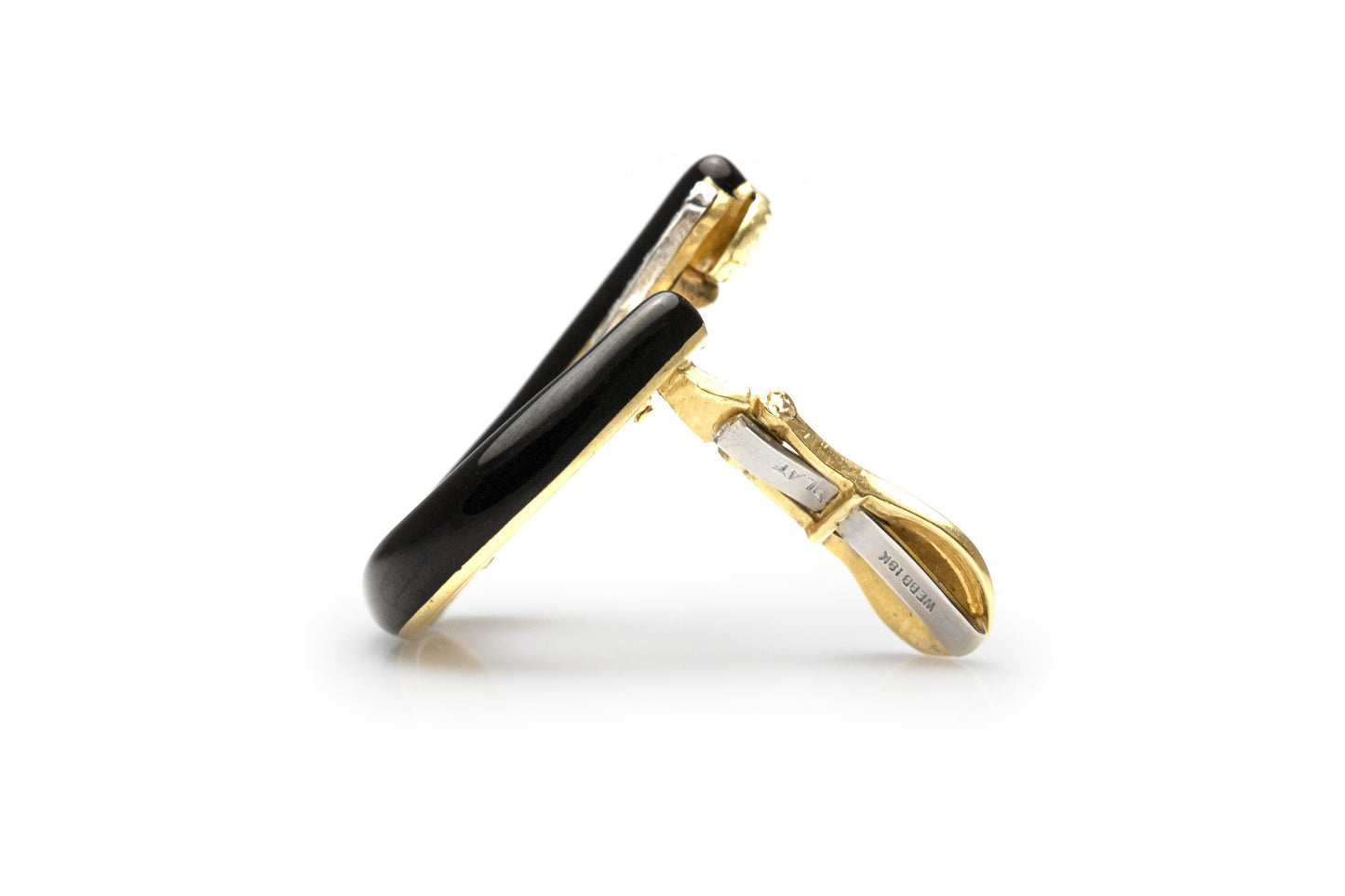 Vintage 1970s David Webb Black Enamel Diamond Earrings