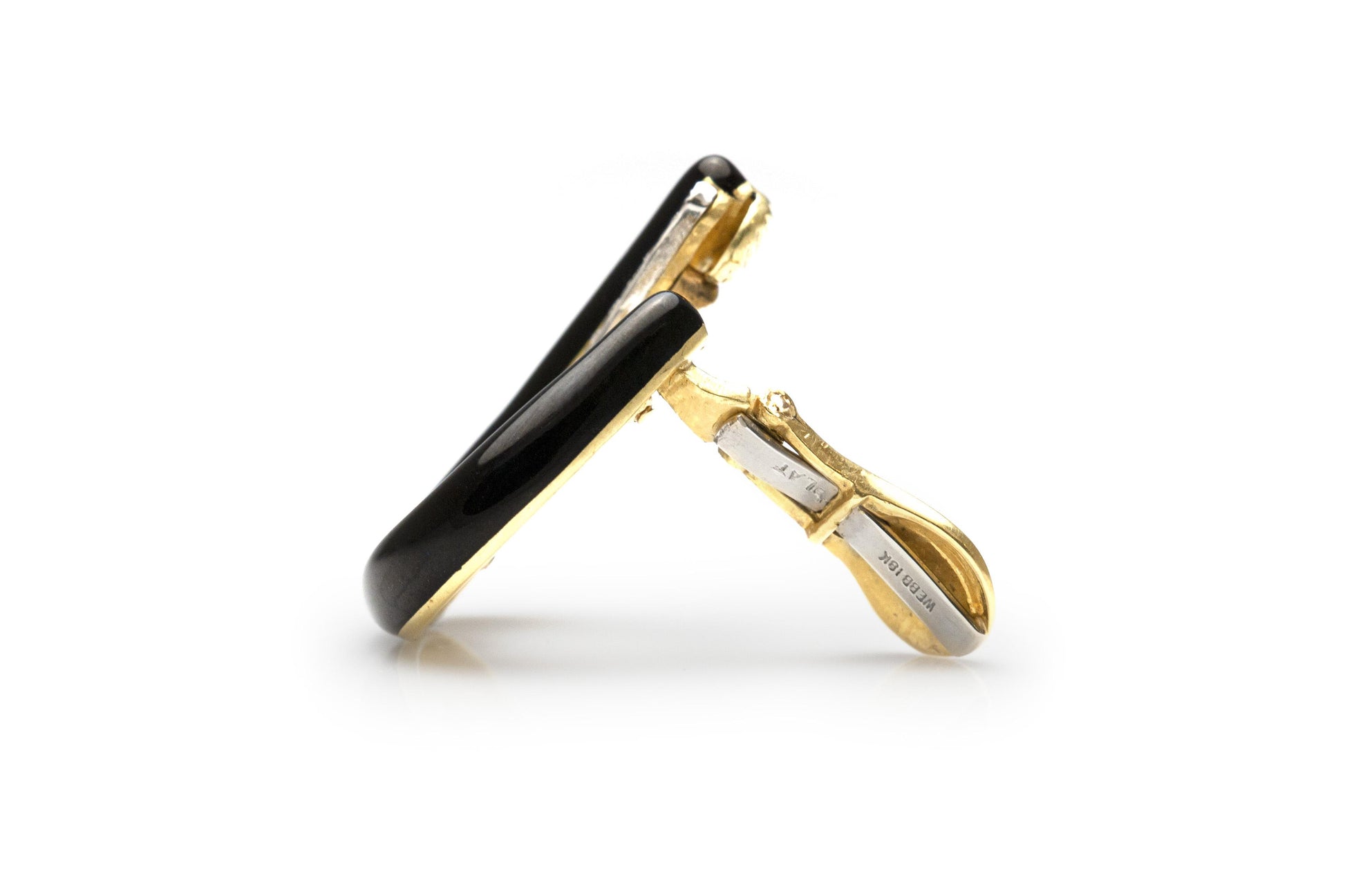 Vintage 1970s David Webb Black Enamel Diamond Earrings
