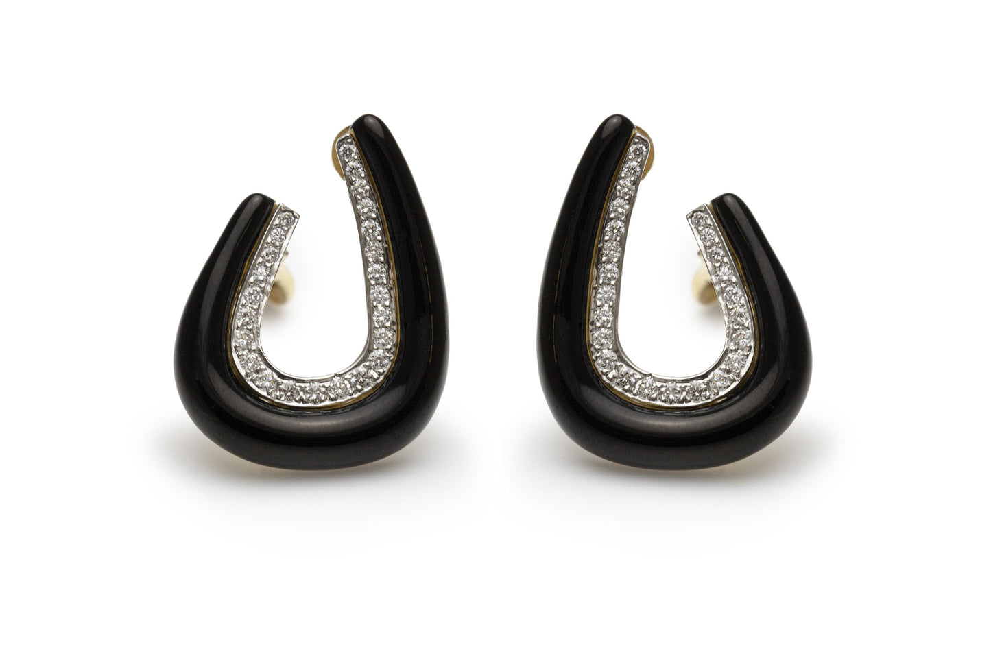 Vintage 1970s David Webb Black Enamel Diamond Earrings