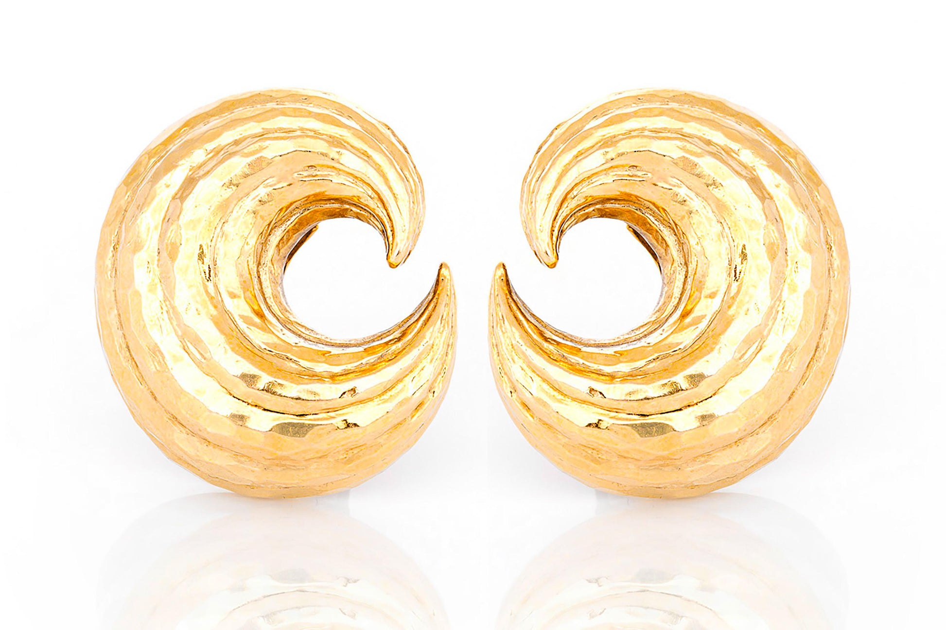 Vintage 1960s David Webb Gold Crescent Earrings