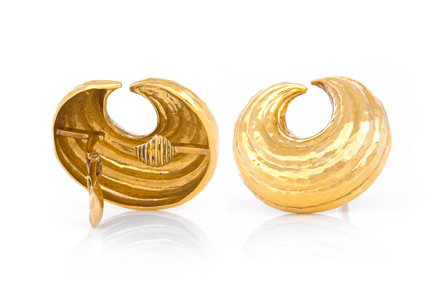 Vintage 1960s David Webb Gold Crescent Earrings
