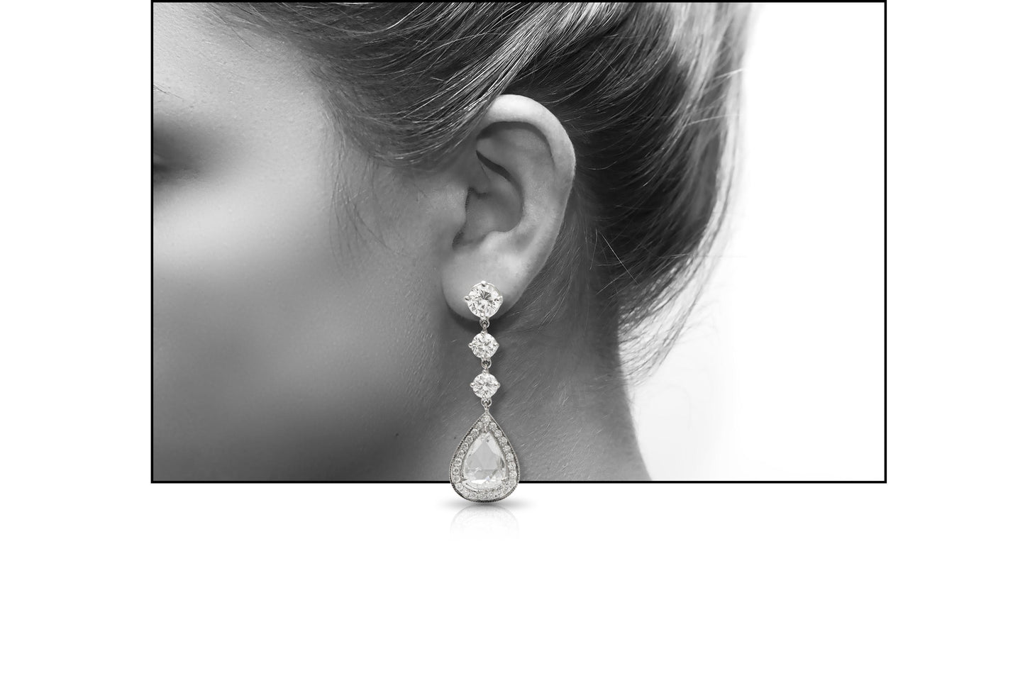 7.01 Carat Pear-Shaped Rose Cut Diamond Dangle Earrings