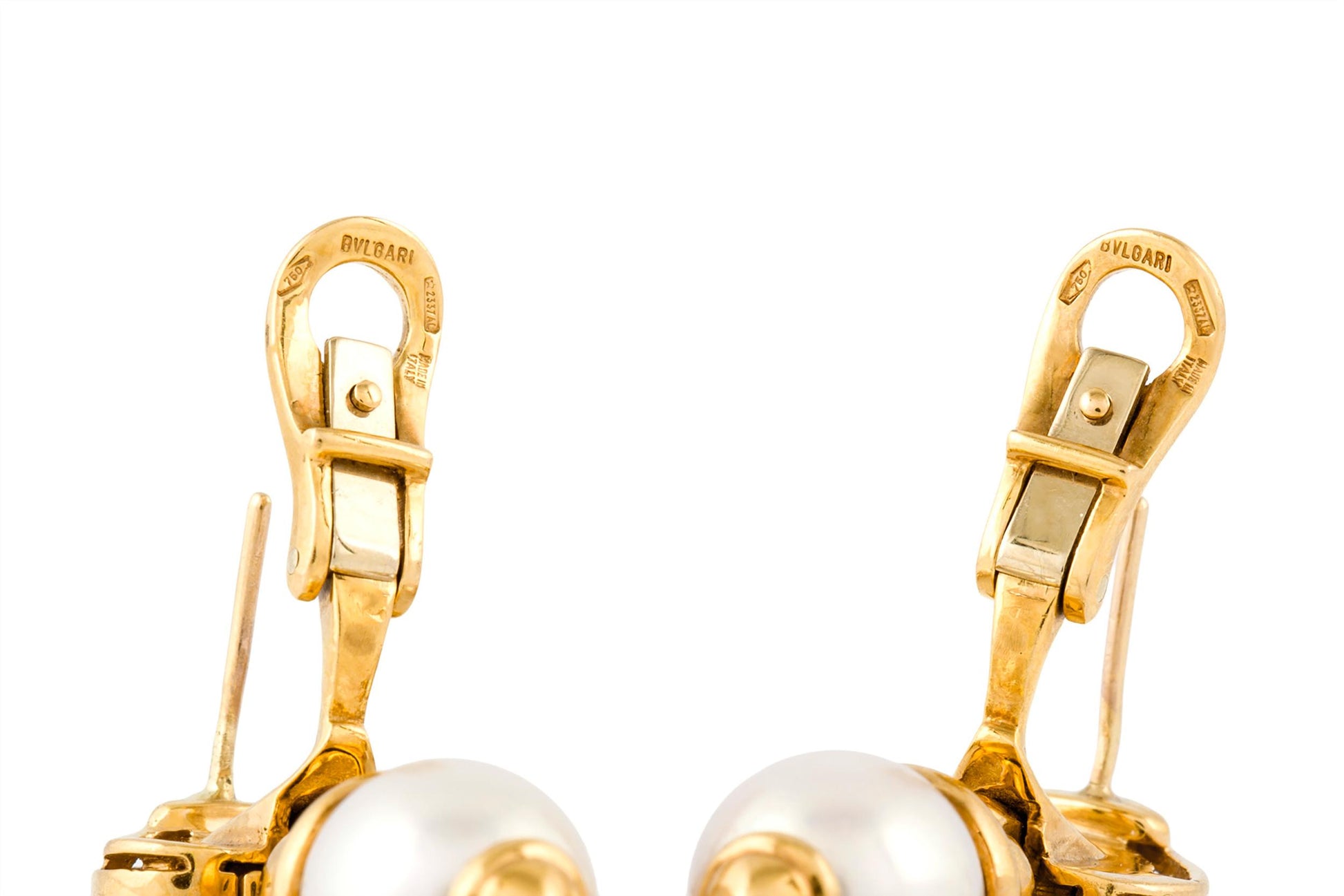 Vintage 1990s Bvlgari Drop Pearl Earrings