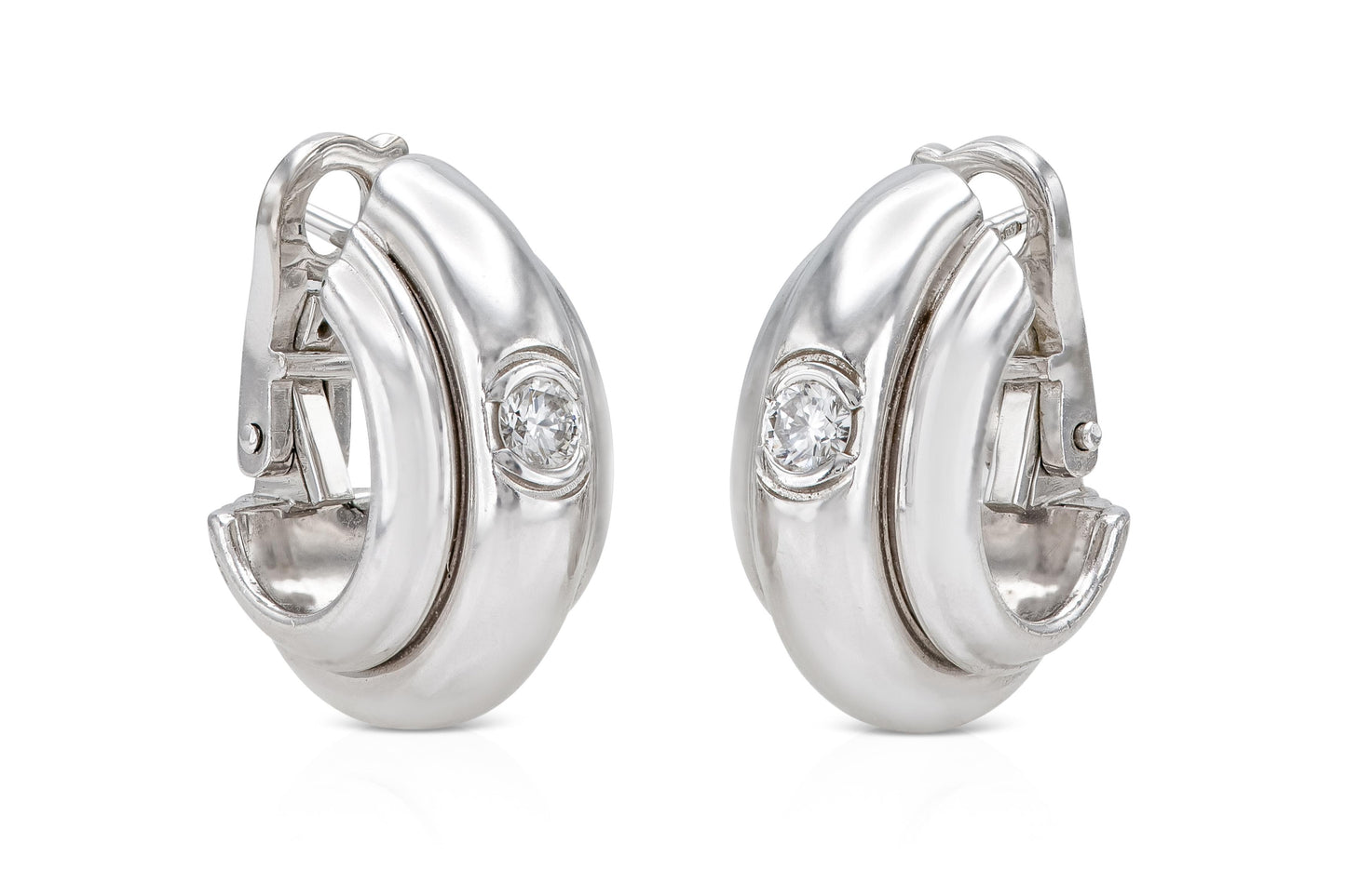 Vintage 1990s Piaget Huggie Earrings with Diamond