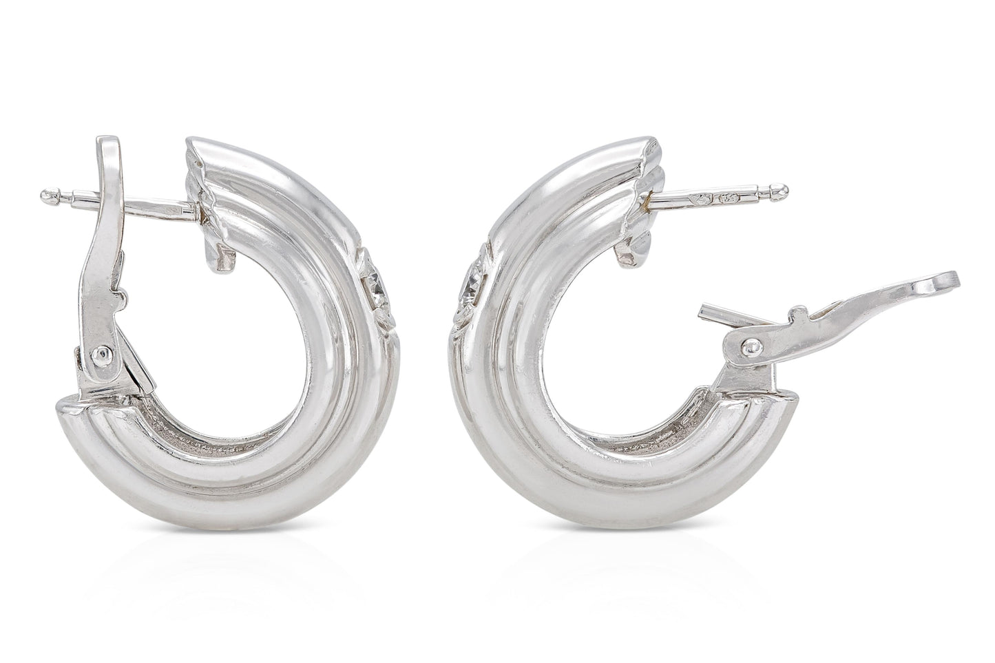 Vintage 1990s Piaget Huggie Earrings with Diamond