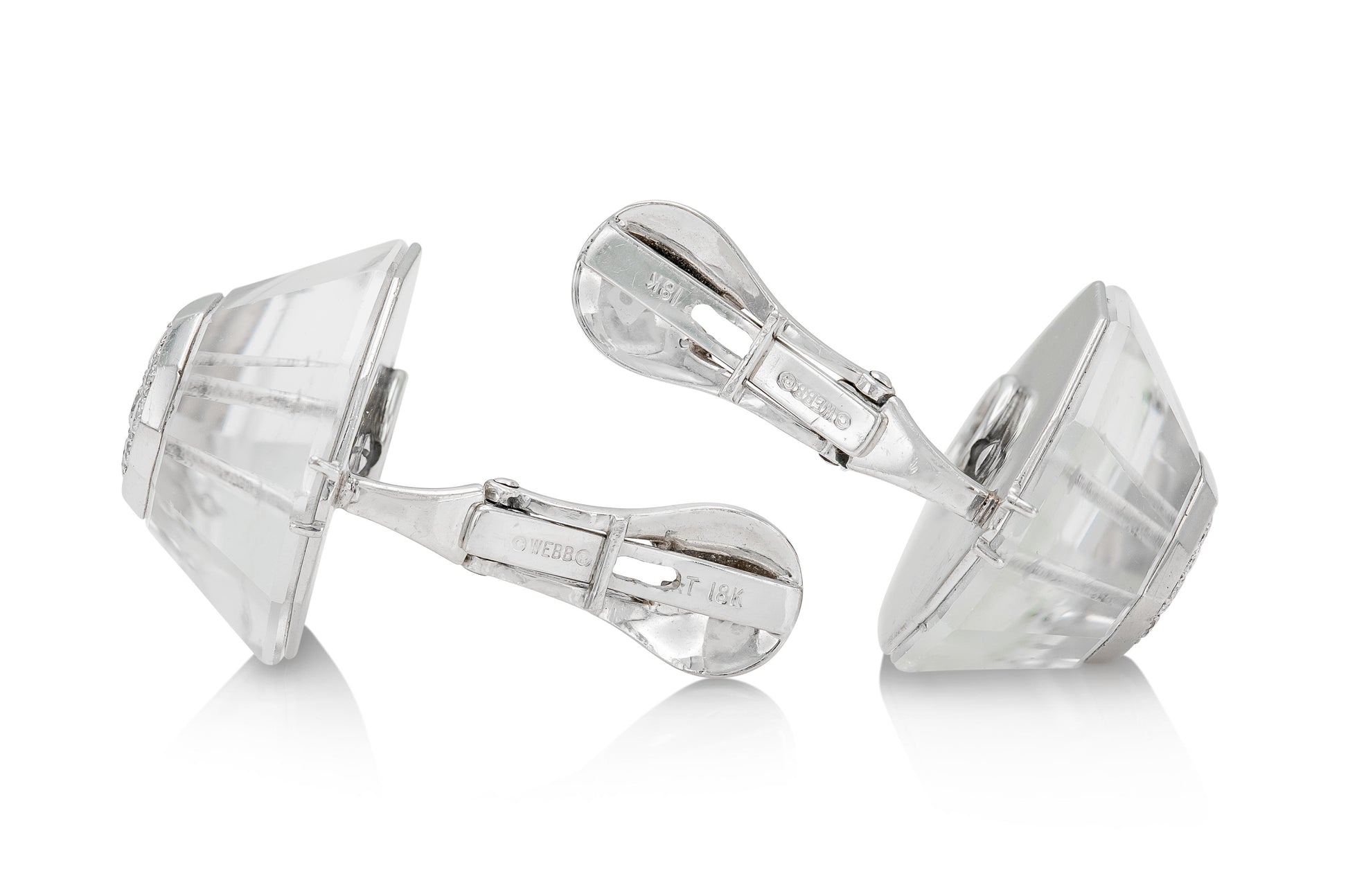 Vintage 1980s David Webb Rock Crystal and Diamond Earrings