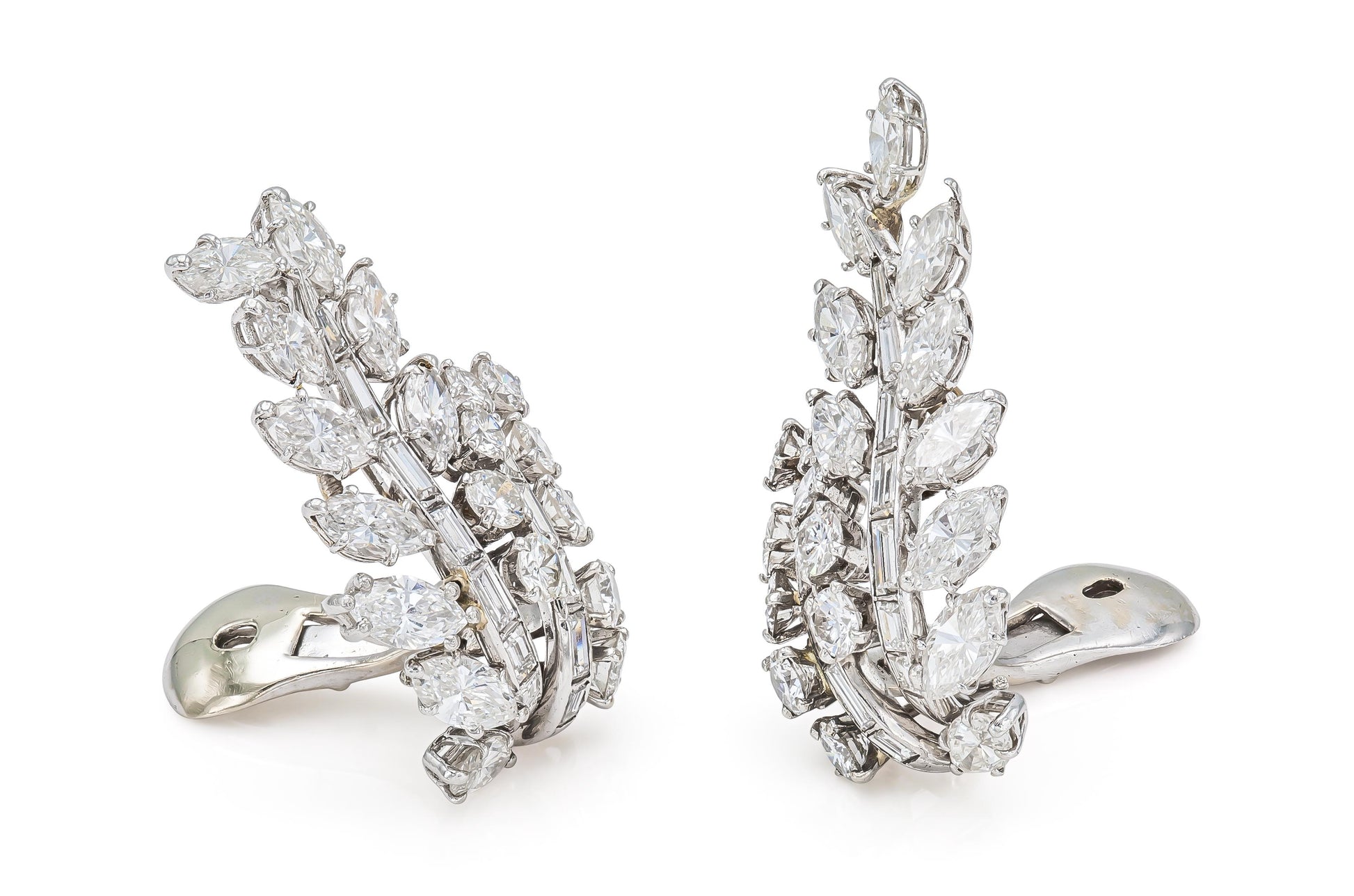 Vintage 1960s David Webb Diamond Leaf Earrings