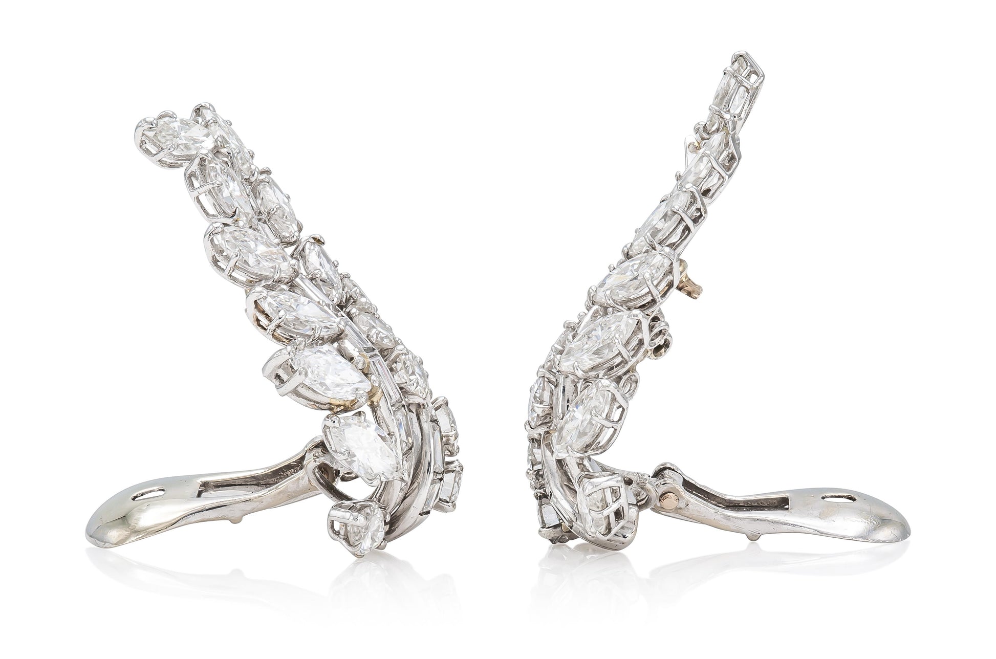 Vintage 1960s David Webb Diamond Leaf Earrings