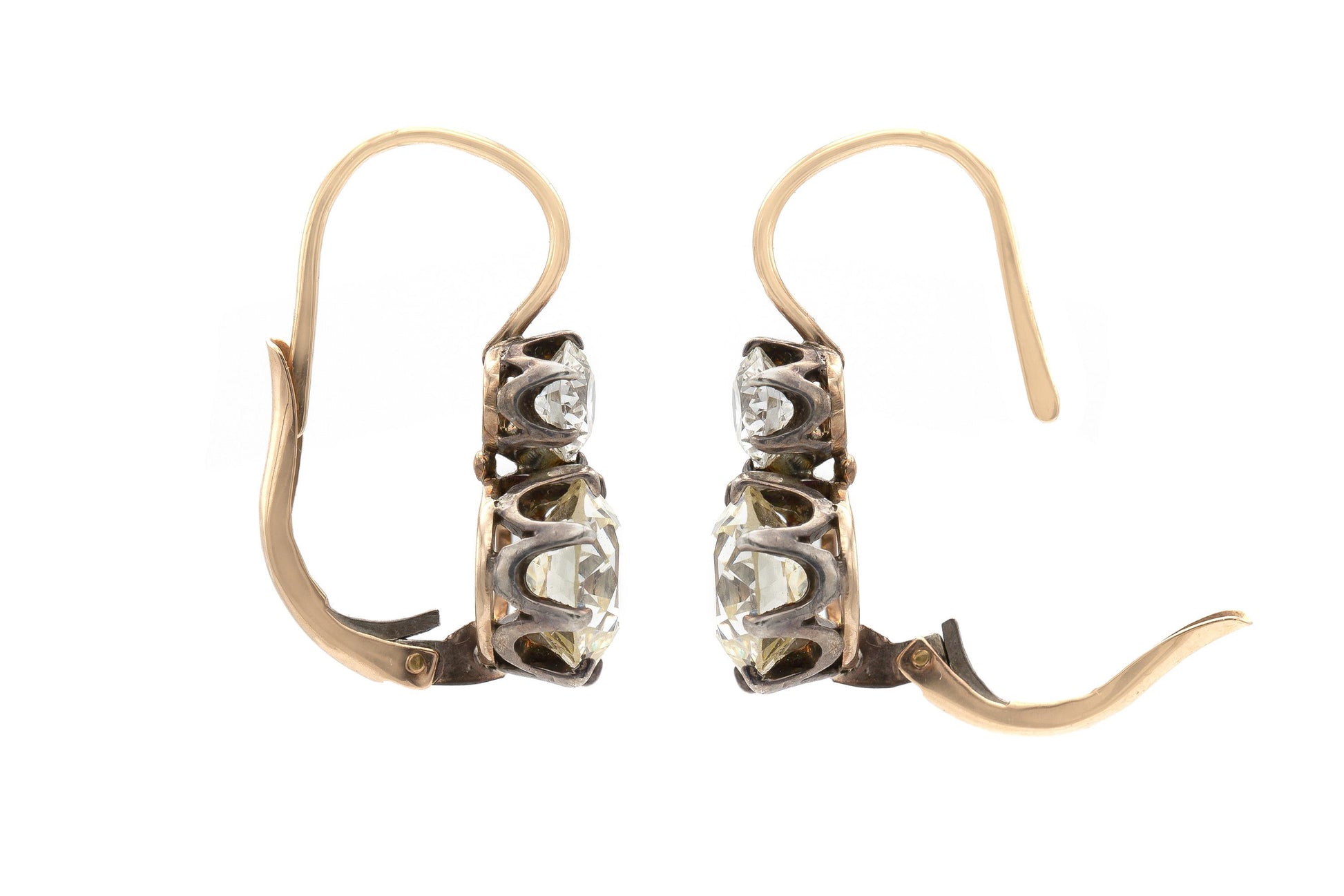 6.12 Carat Old European Cut Diamond Drop Earrings