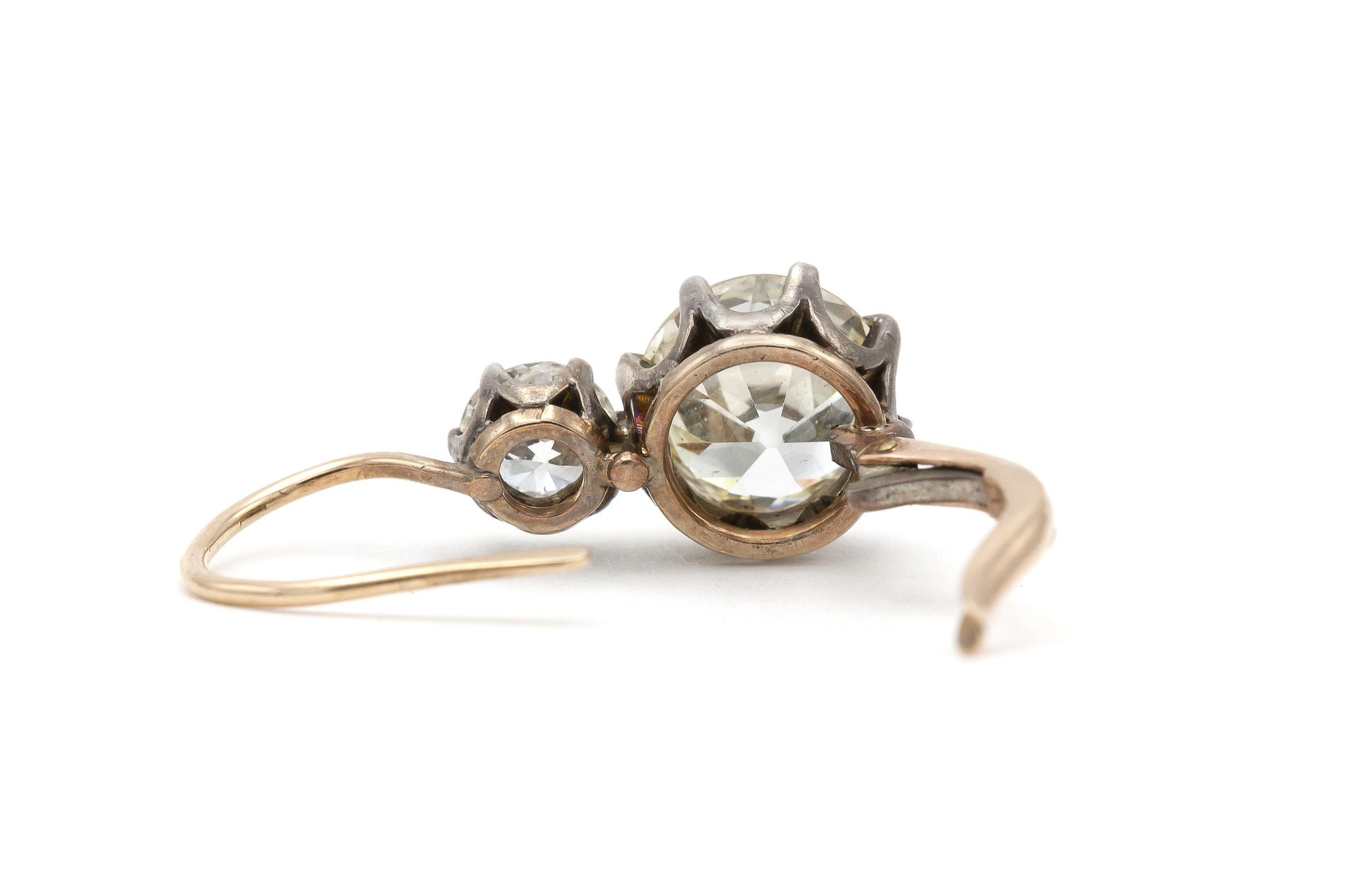 6.12 Carat Old European Cut Diamond Drop Earrings