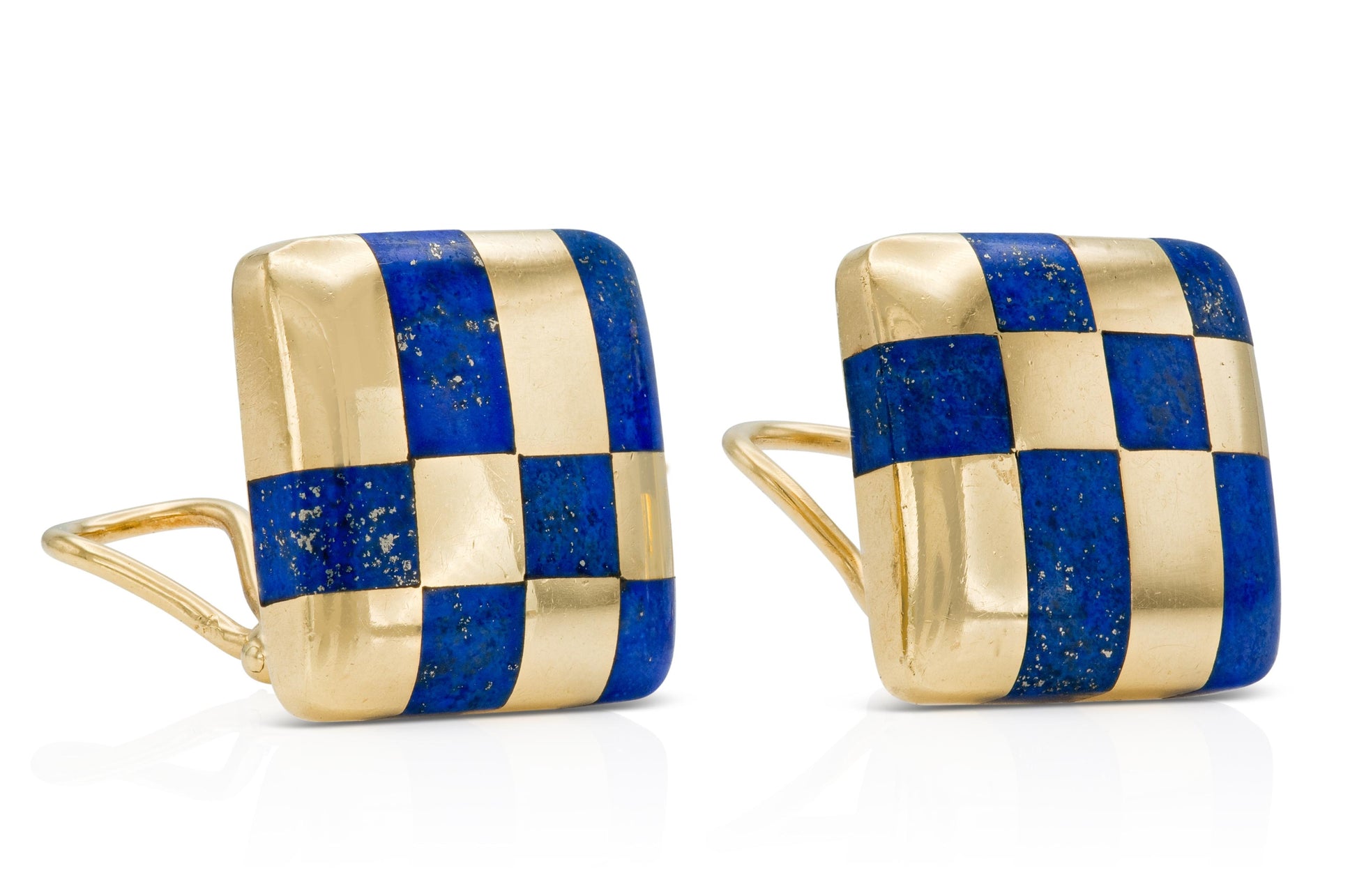 Vintage 1980s Tiffany & Co. Lapis Checkerboard Earrings