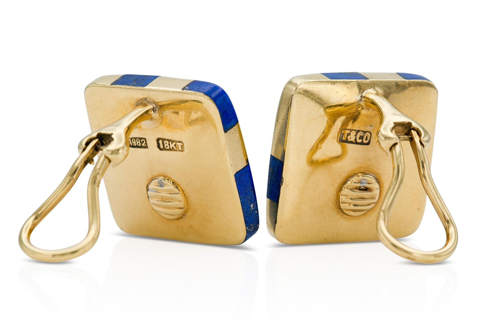 Vintage 1980s Tiffany & Co. Lapis Checkerboard Earrings