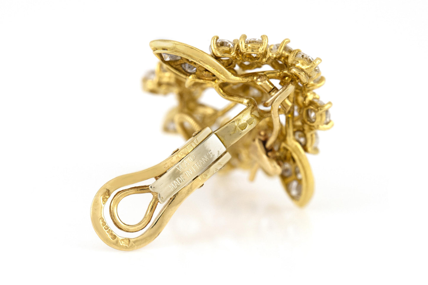 Vintage 1970s Van Cleef & Arpels Diamond Leaf Earrings