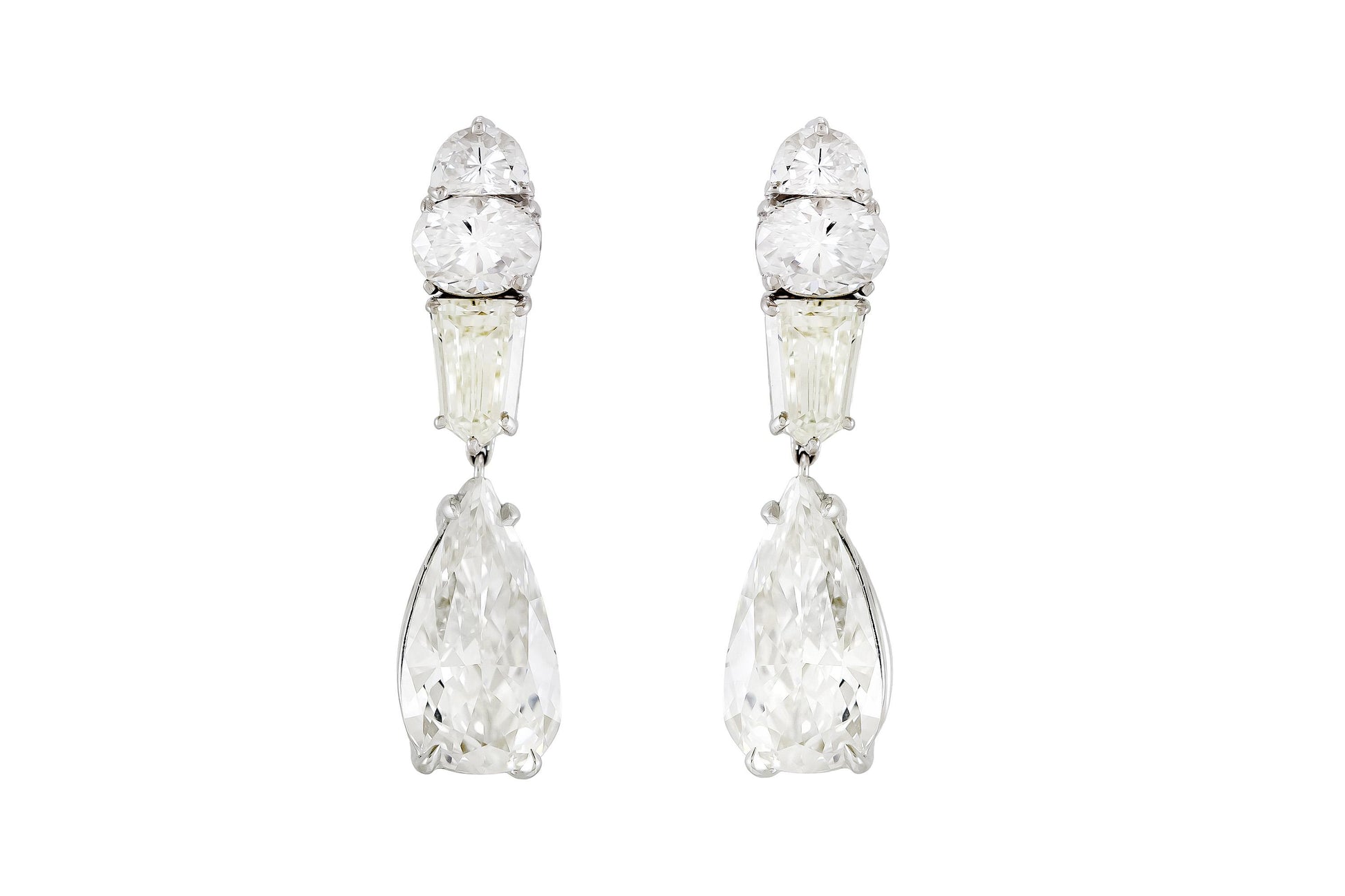 13.02 Carat Multi-Cut Diamond Drop Earrings