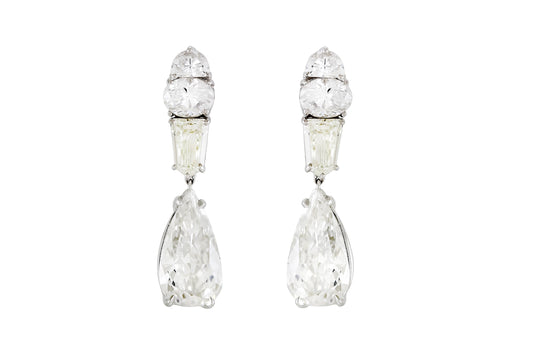13.02 Carat Multi-Cut Diamond Drop Earrings
