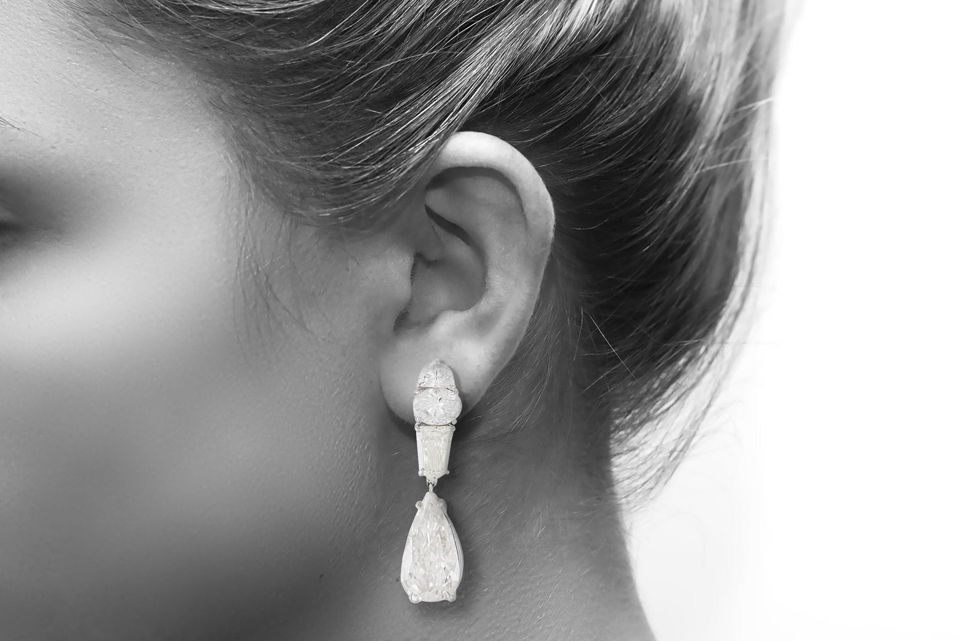 13.02 Carat Multi-Cut Diamond Drop Earrings