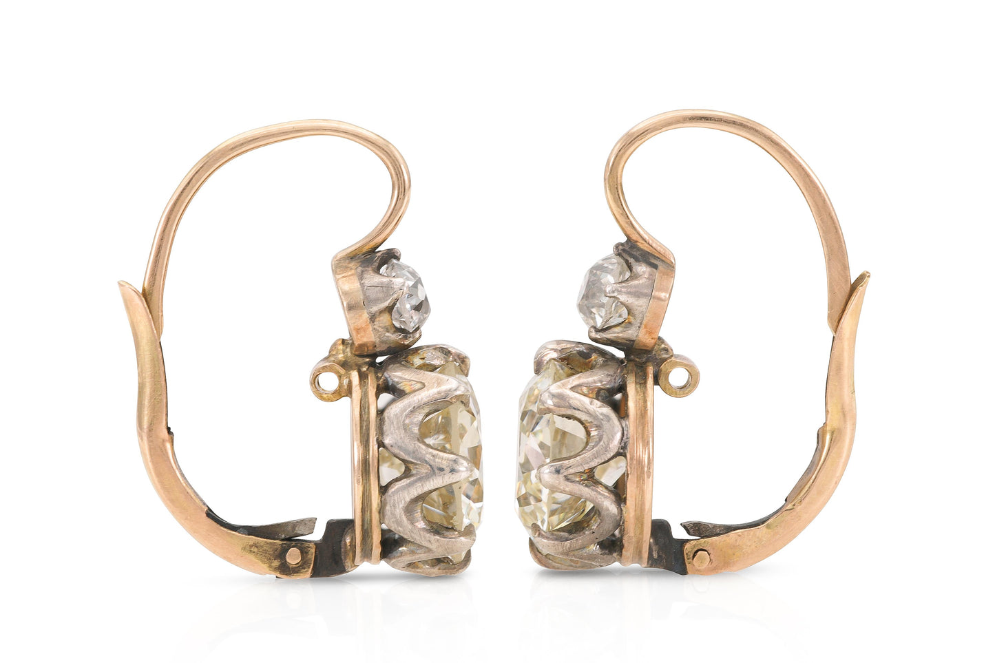 11.33 Carat Old European Cut Diamond Cluster Drop Earrings