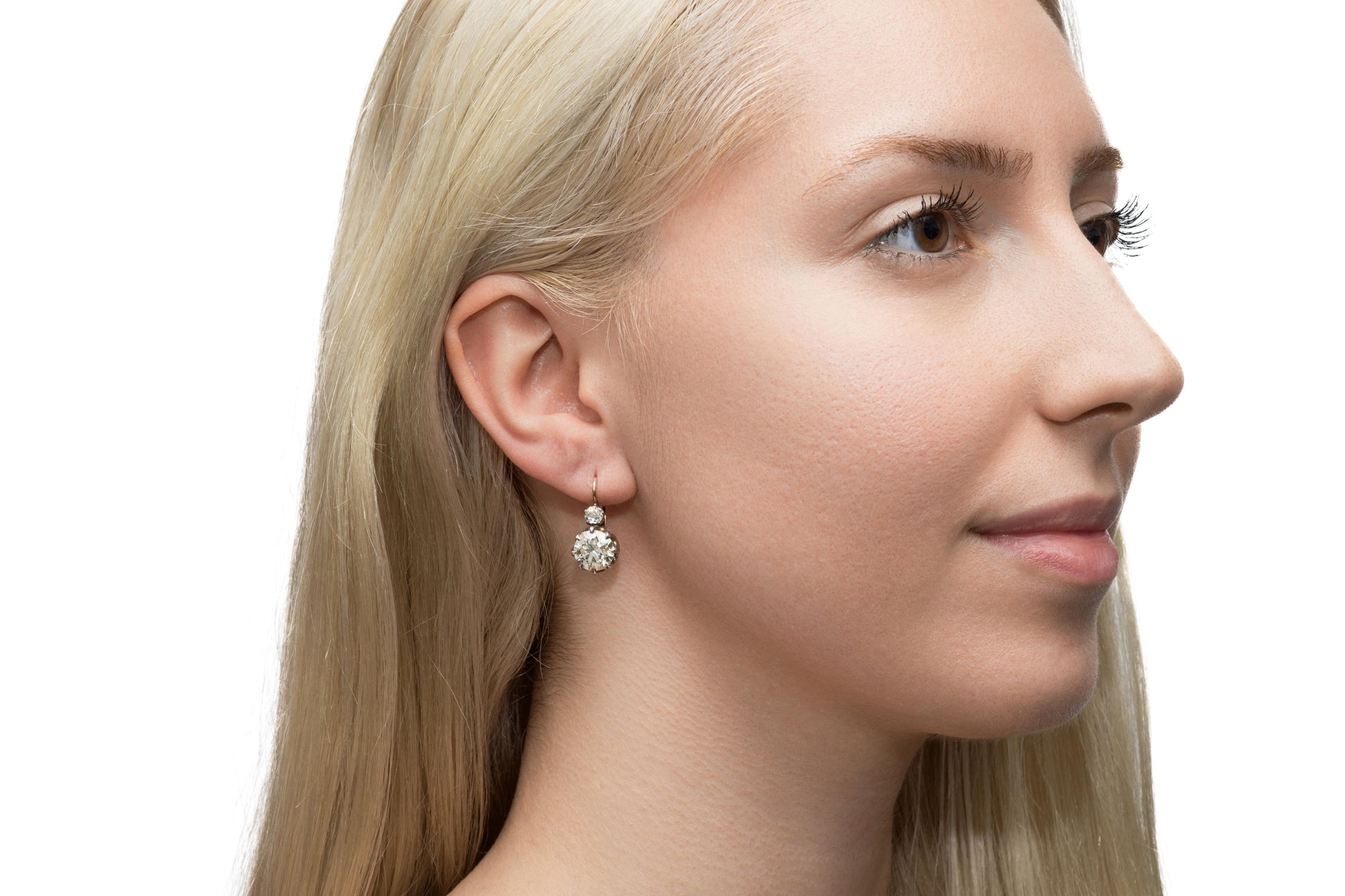 11.33 Carat Old European Cut Diamond Cluster Drop Earrings