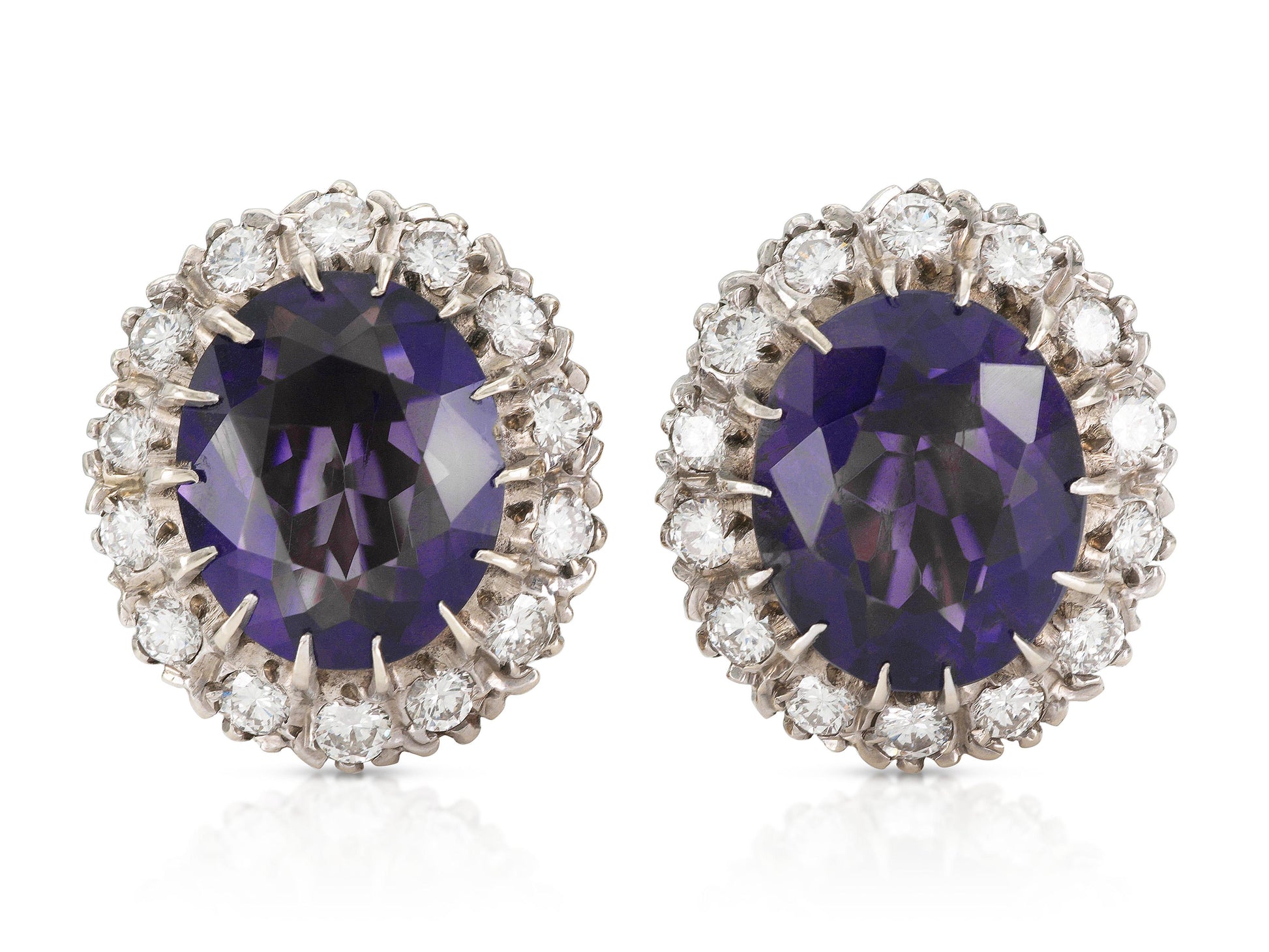 Vintage 1940s Retro Amethyst and Diamond Earrings