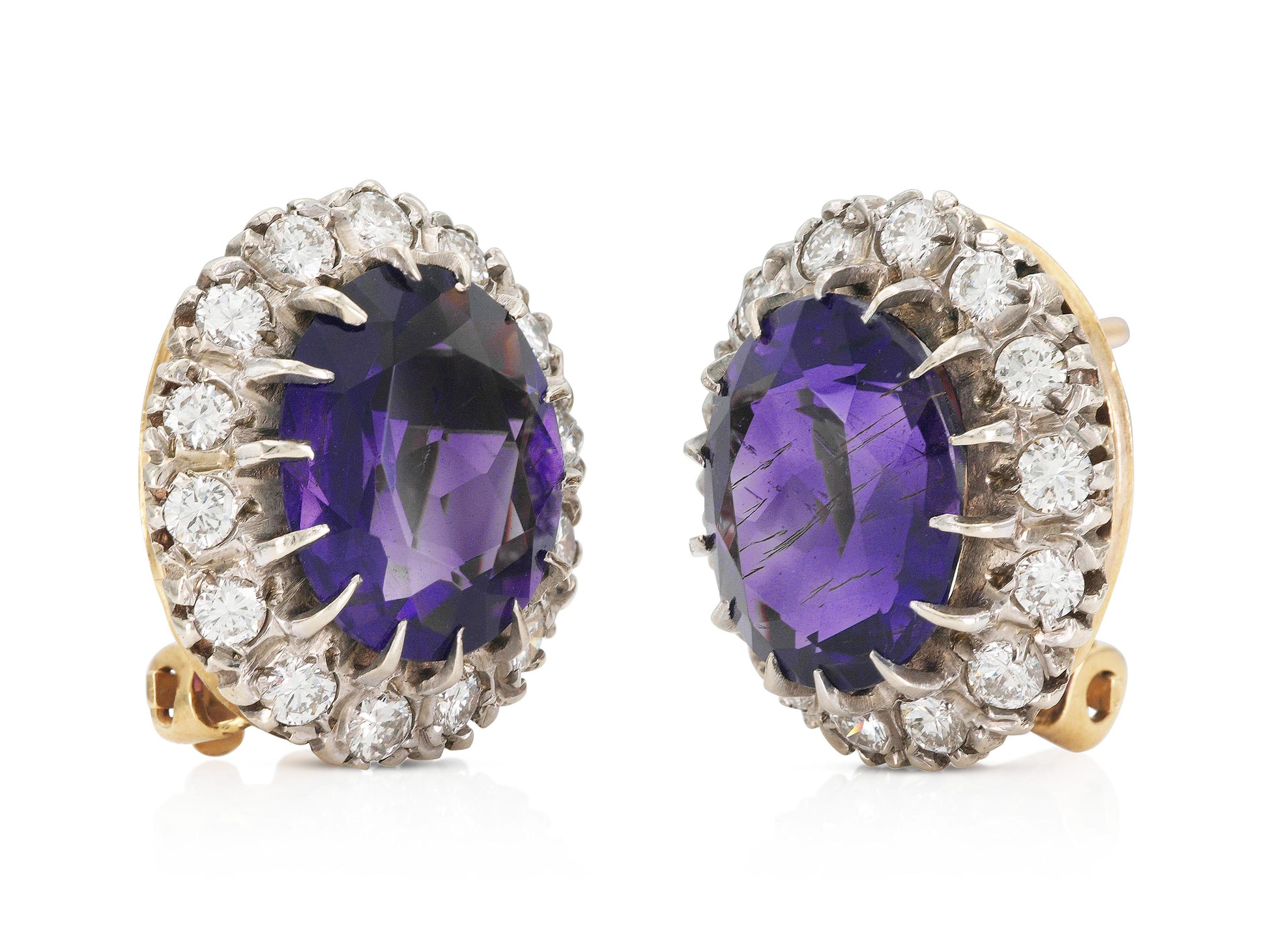 Vintage 1940s Retro Amethyst and Diamond Earrings