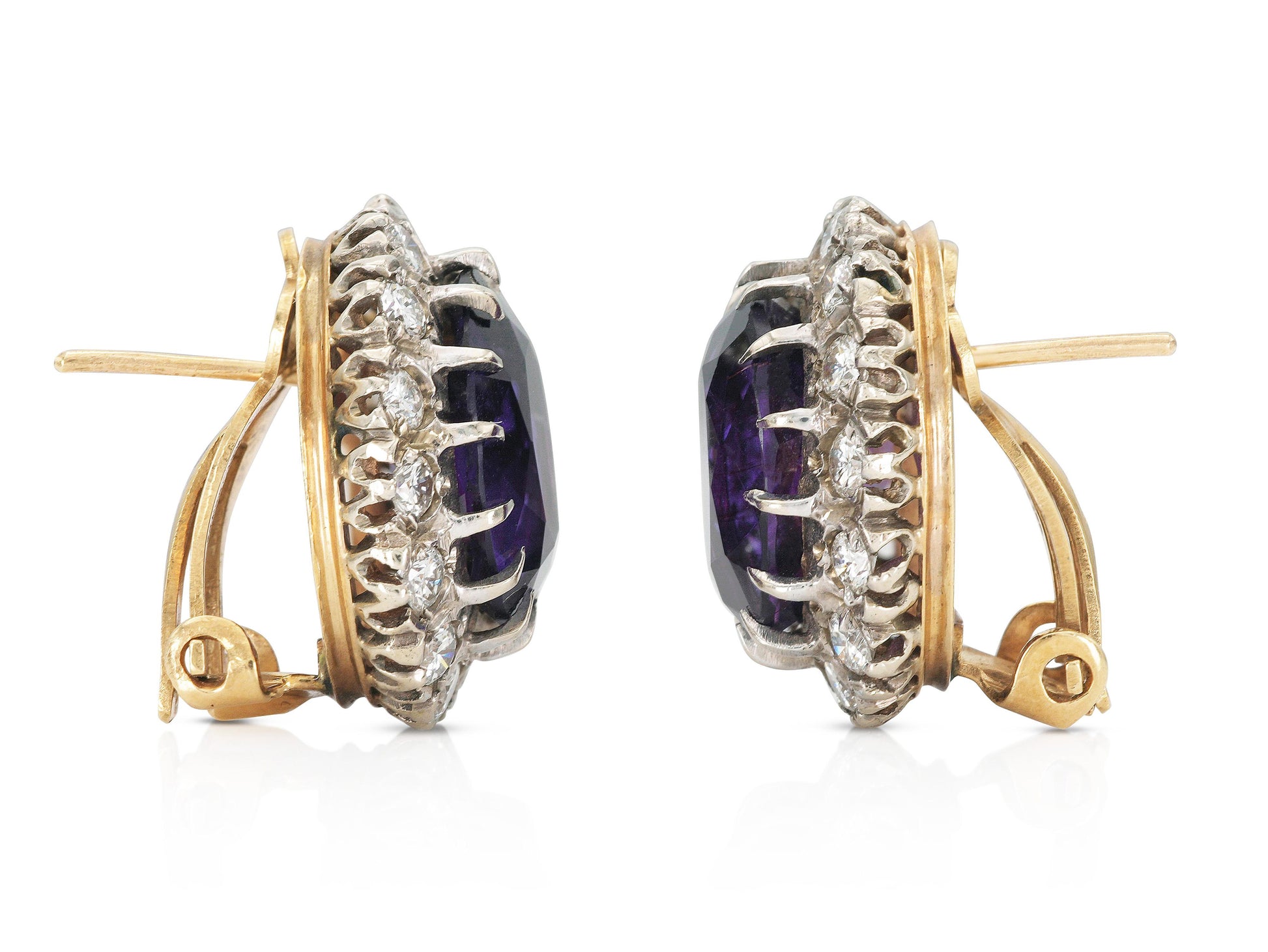 Vintage 1940s Retro Amethyst and Diamond Earrings