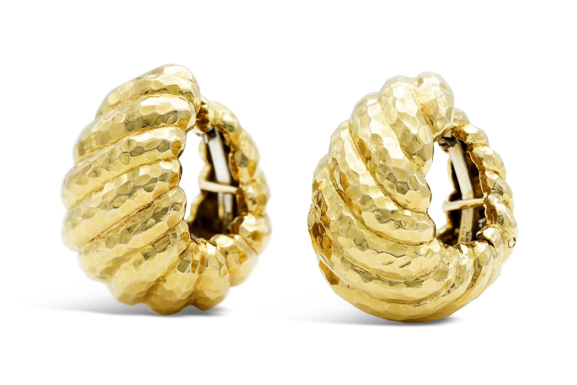 Vintage 1960s David Webb Hammered Gold Shrimp Earrings