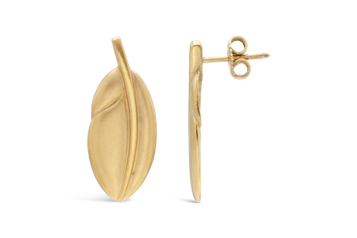 Vintage 1980s Angela Cummings Gold Feather Earrings