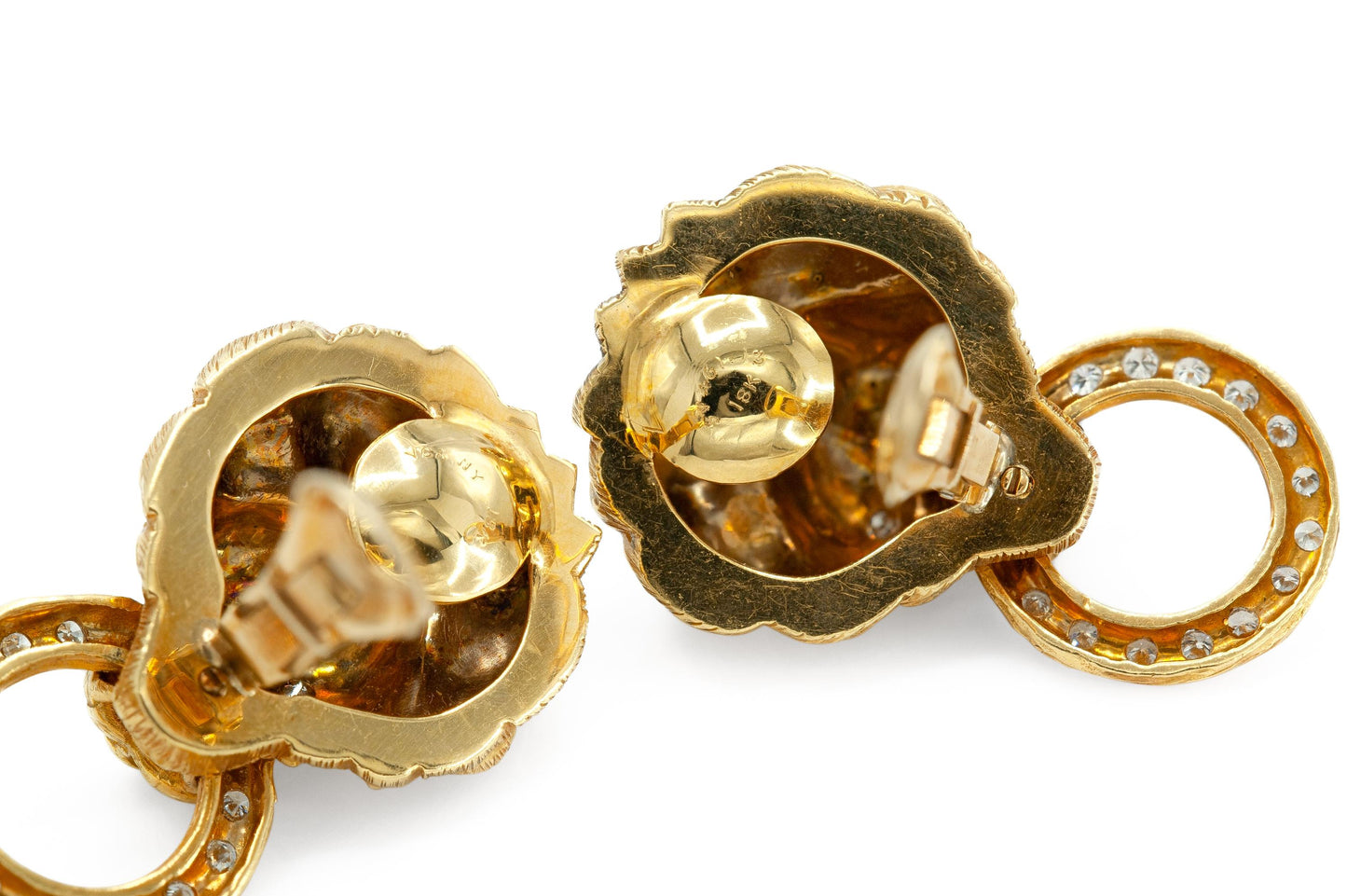 Vintage 1970s Van Cleef & Arpels Lion Head Diamond Door Knocker Earrings