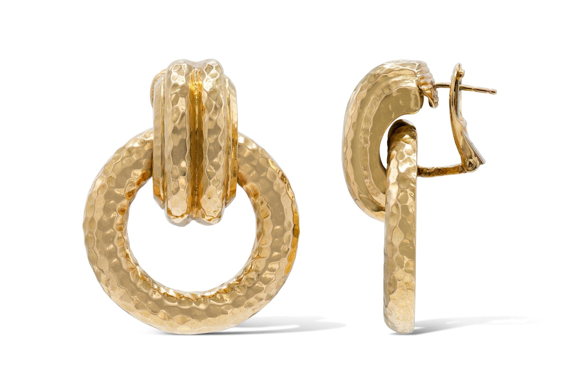 Vintage 1960s David Webb Hammered Gold Knocker Earrings