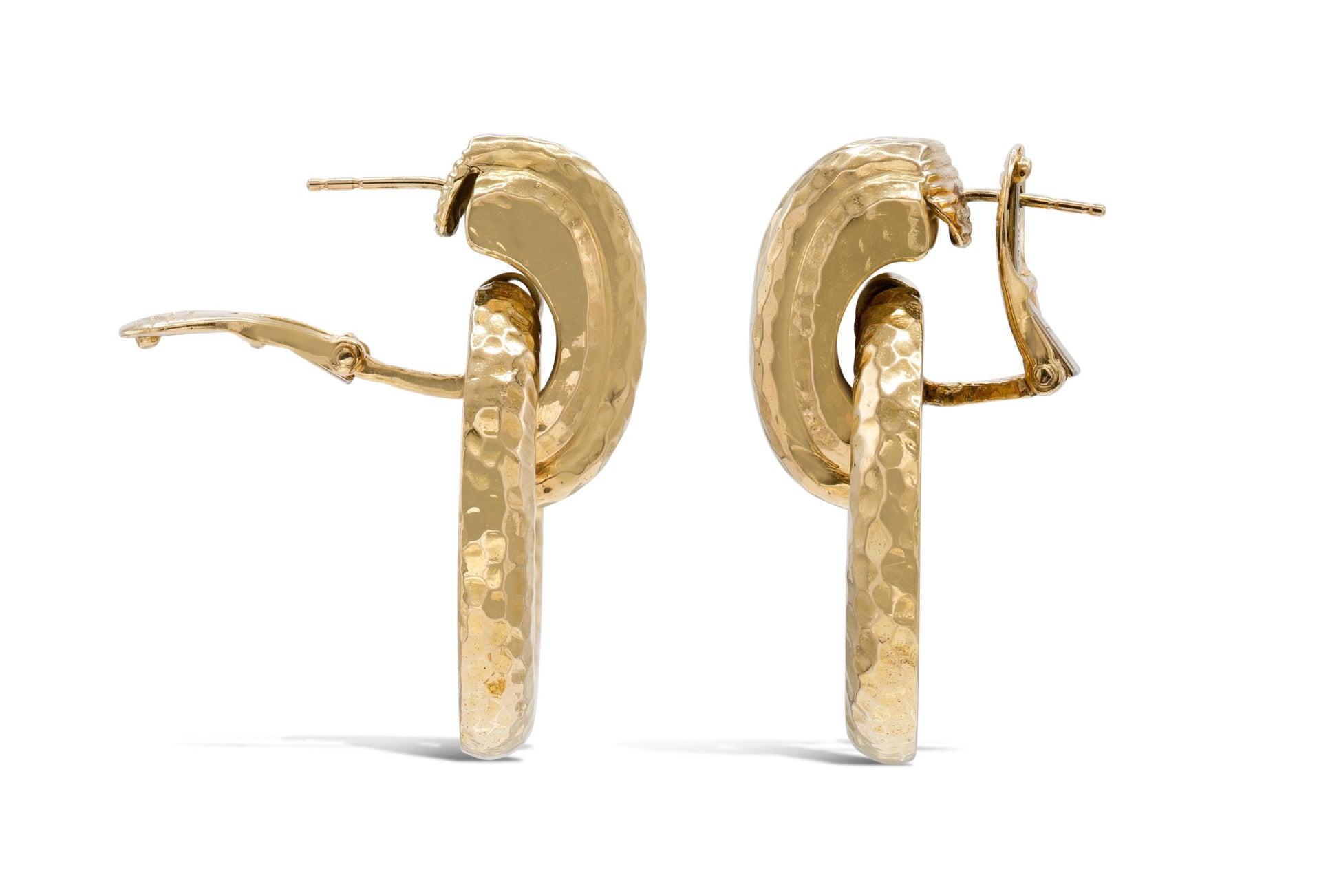 Vintage 1960s David Webb Hammered Gold Knocker Earrings
