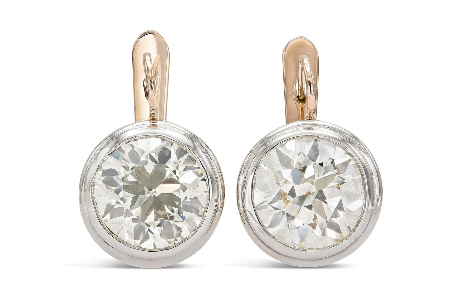 14.44 Carat Old European Cut Diamond Drop Earrings