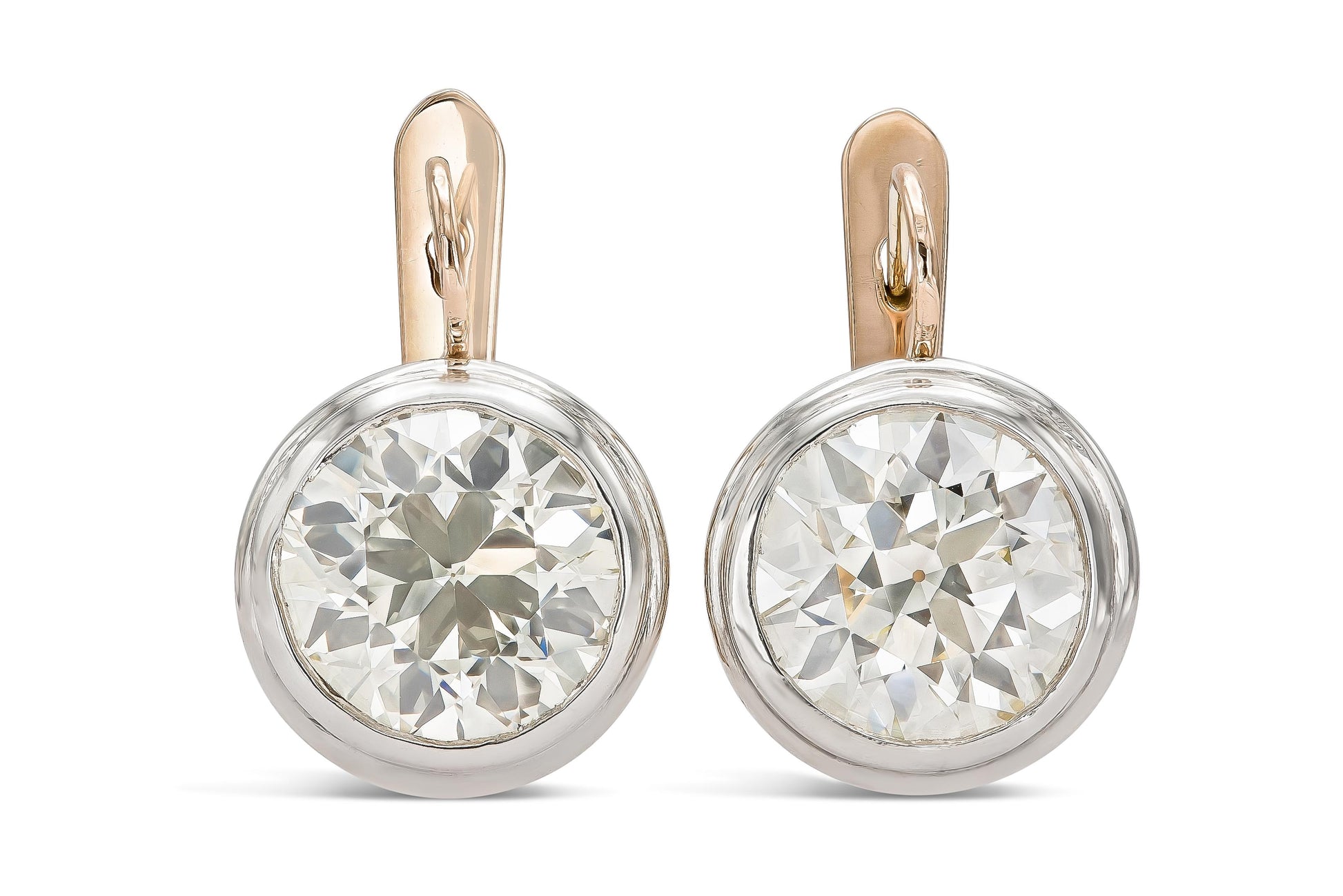 14.44 Carat Old European Cut Diamond Drop Earrings