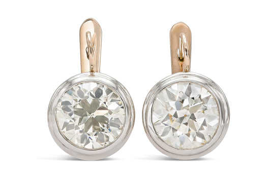 14.44 Carat Old European Cut Diamond Drop Earrings