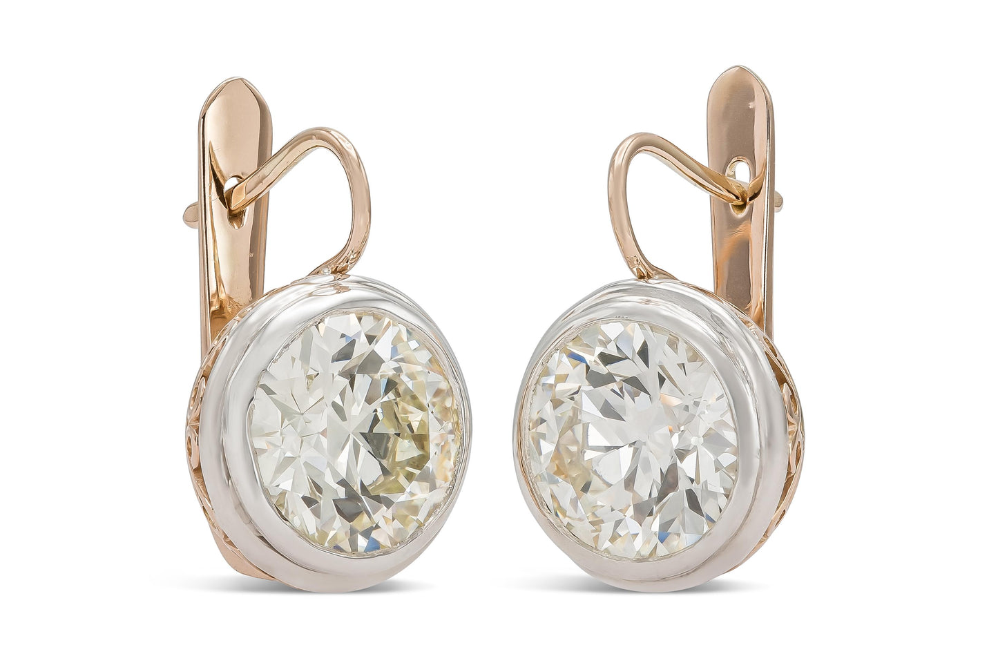 14.44 Carat Old European Cut Diamond Drop Earrings