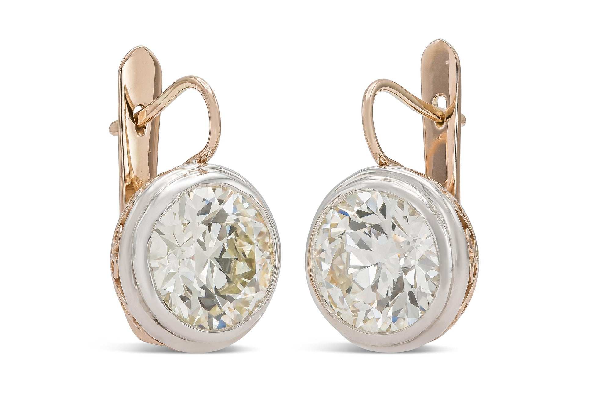 14.44 Carat Old European Cut Diamond Drop Earrings