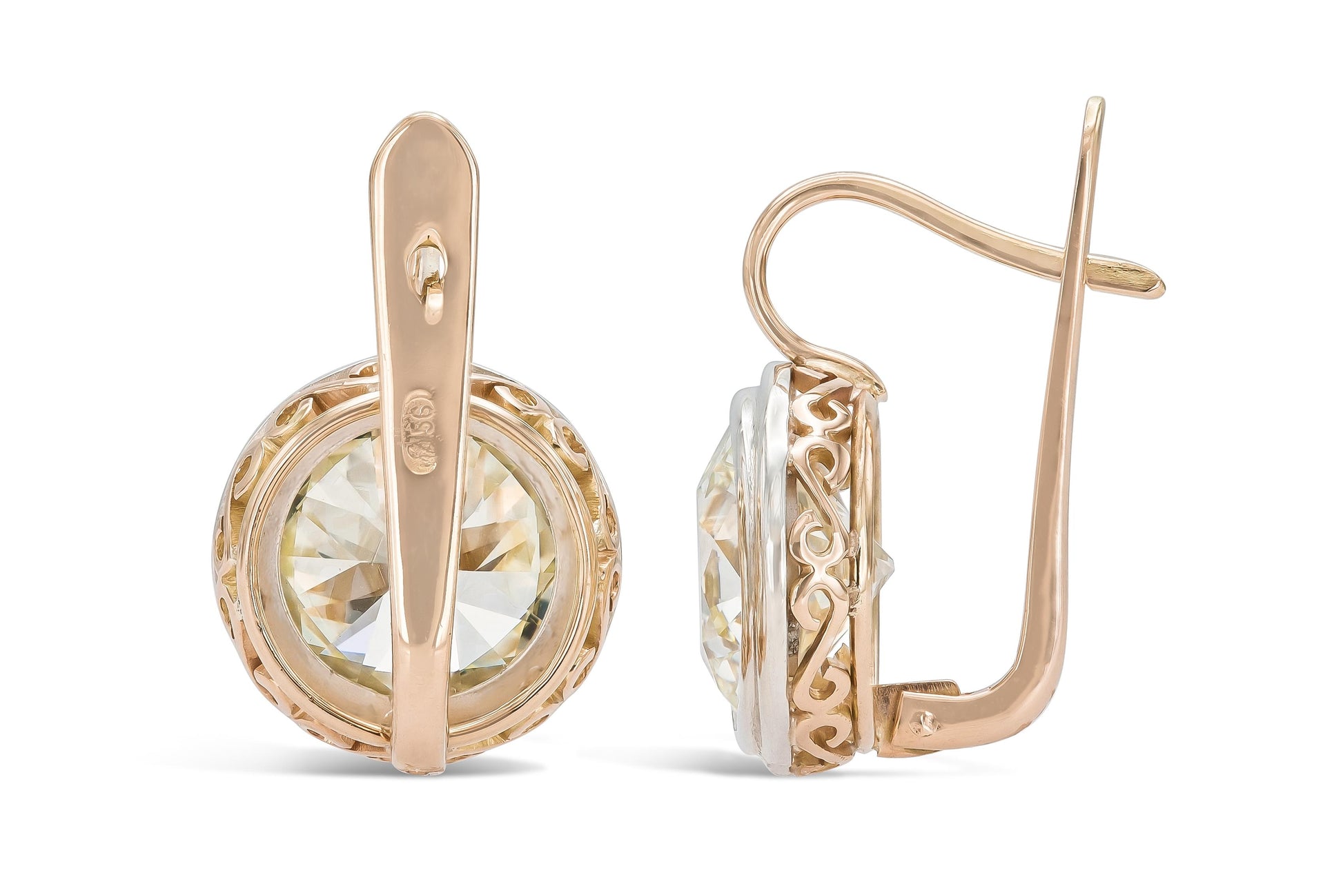 14.44 Carat Old European Cut Diamond Drop Earrings