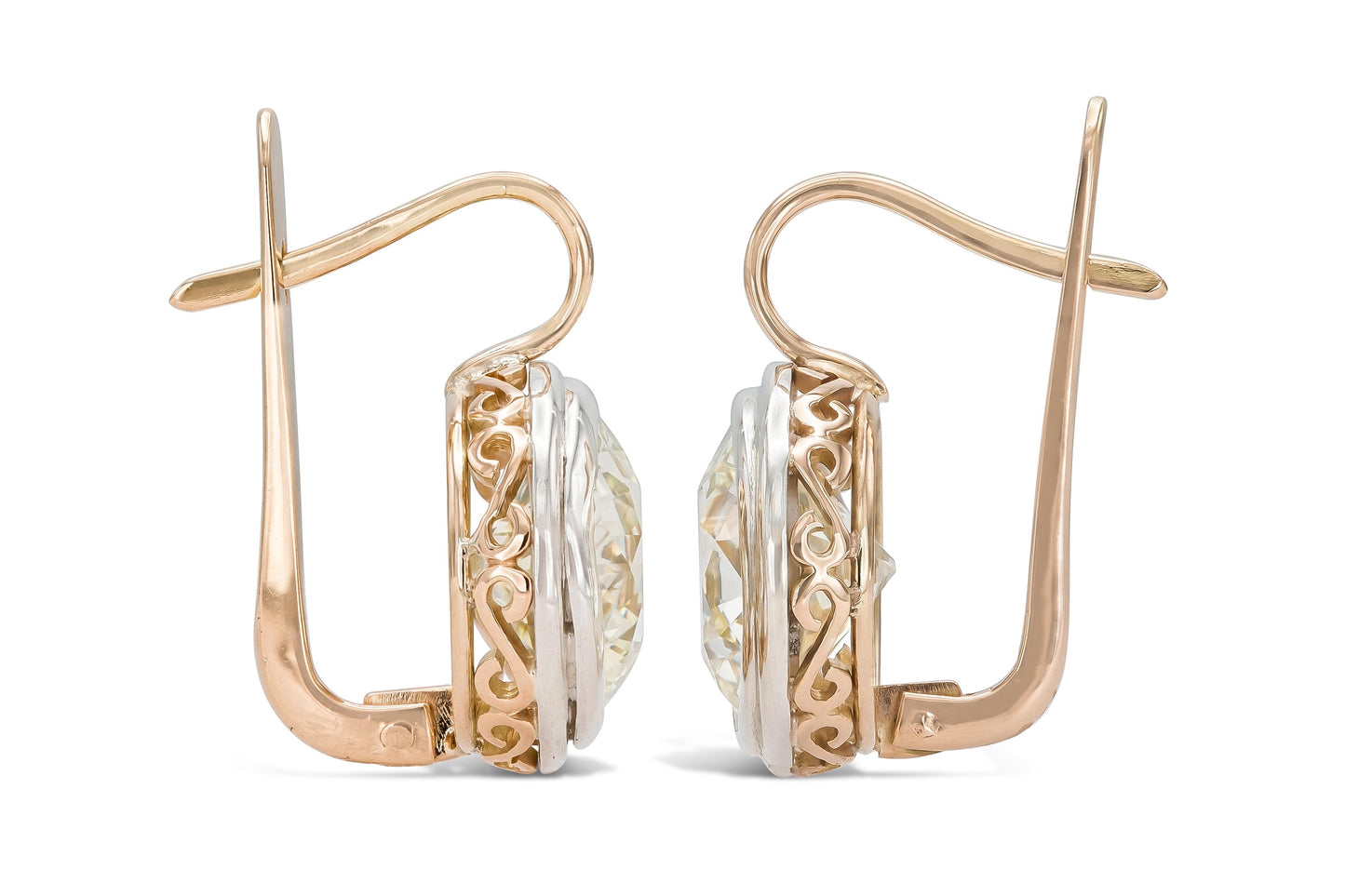 14.44 Carat Old European Cut Diamond Drop Earrings