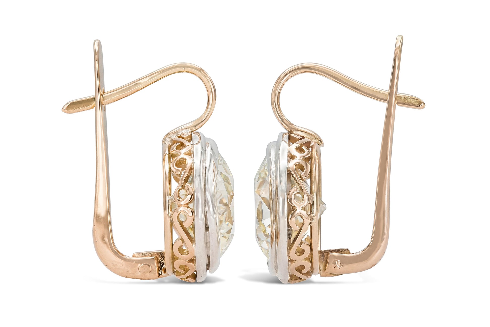 14.44 Carat Old European Cut Diamond Drop Earrings