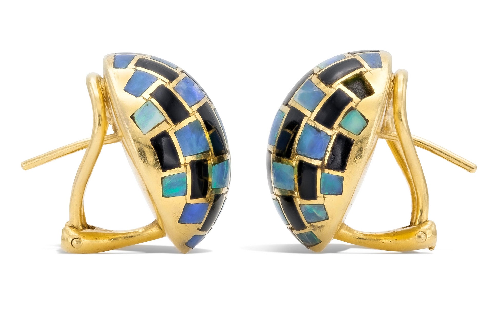 Vintage 1980s Tiffany & Co. Angela Cummings Opal & Jade Checkerboard Earrings