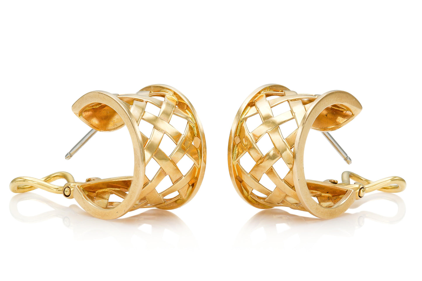 Verdura Gold Cage Huggie Earrings