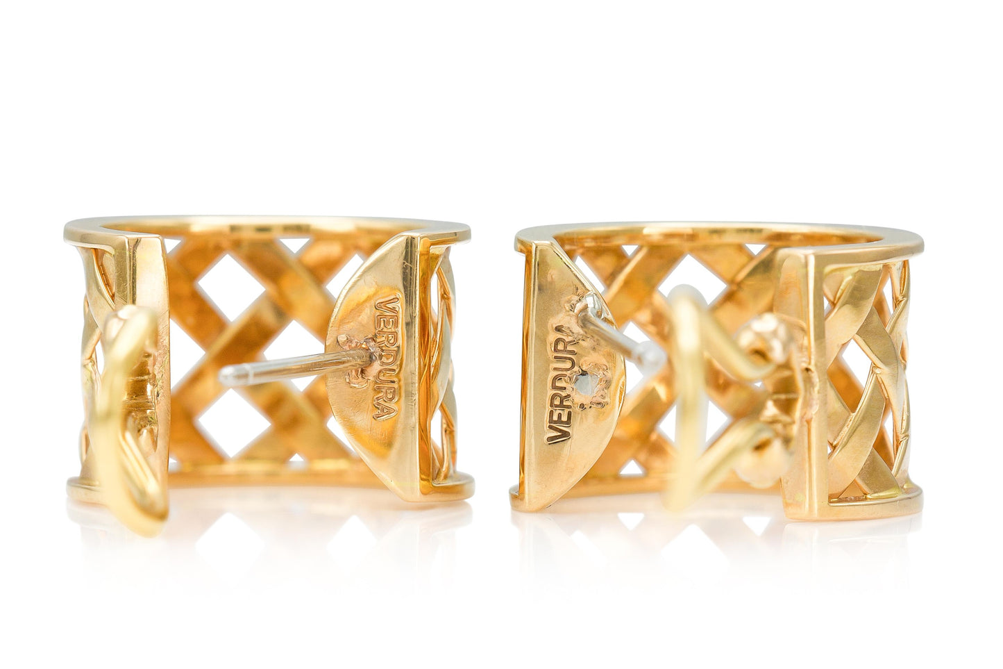 Verdura Gold Cage Huggie Earrings