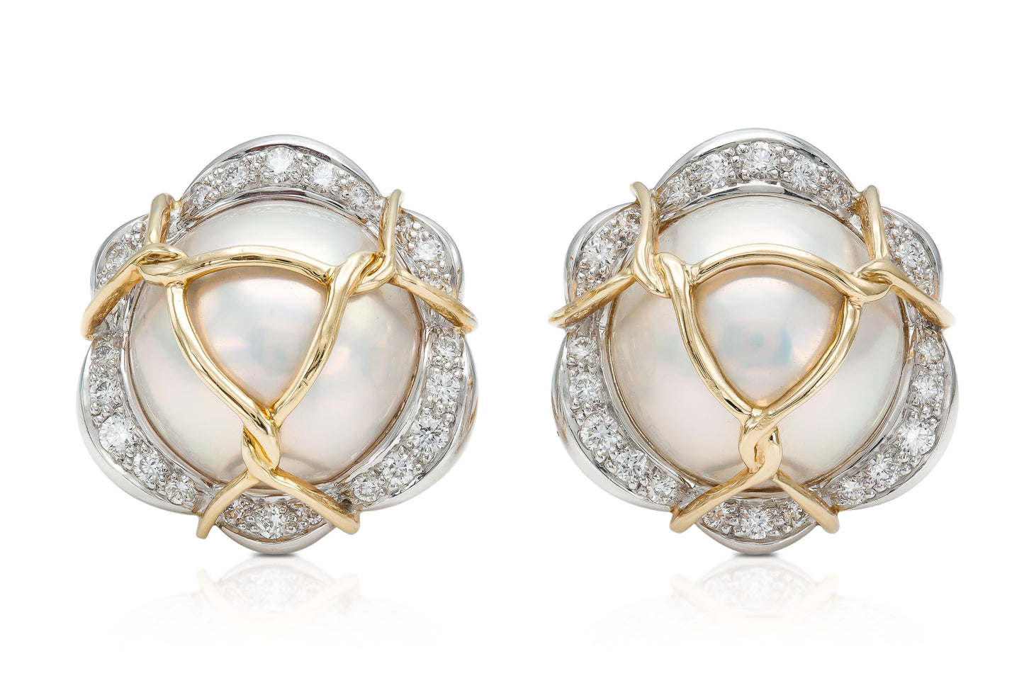 Verdura Pearl and Diamond Earrings