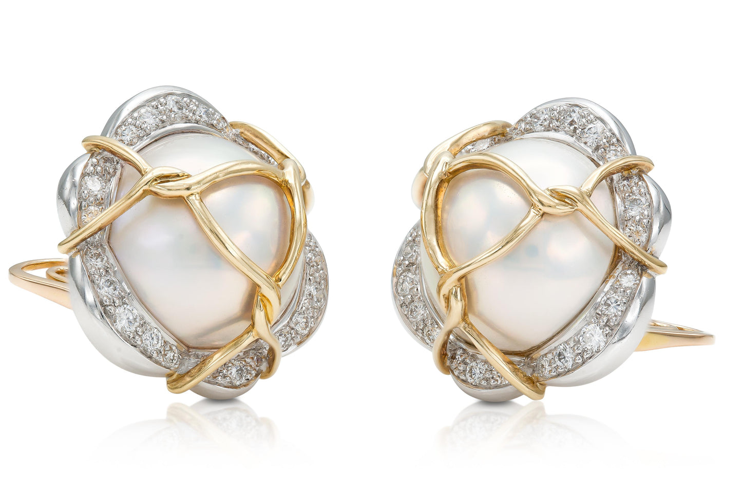 Verdura Pearl and Diamond Earrings