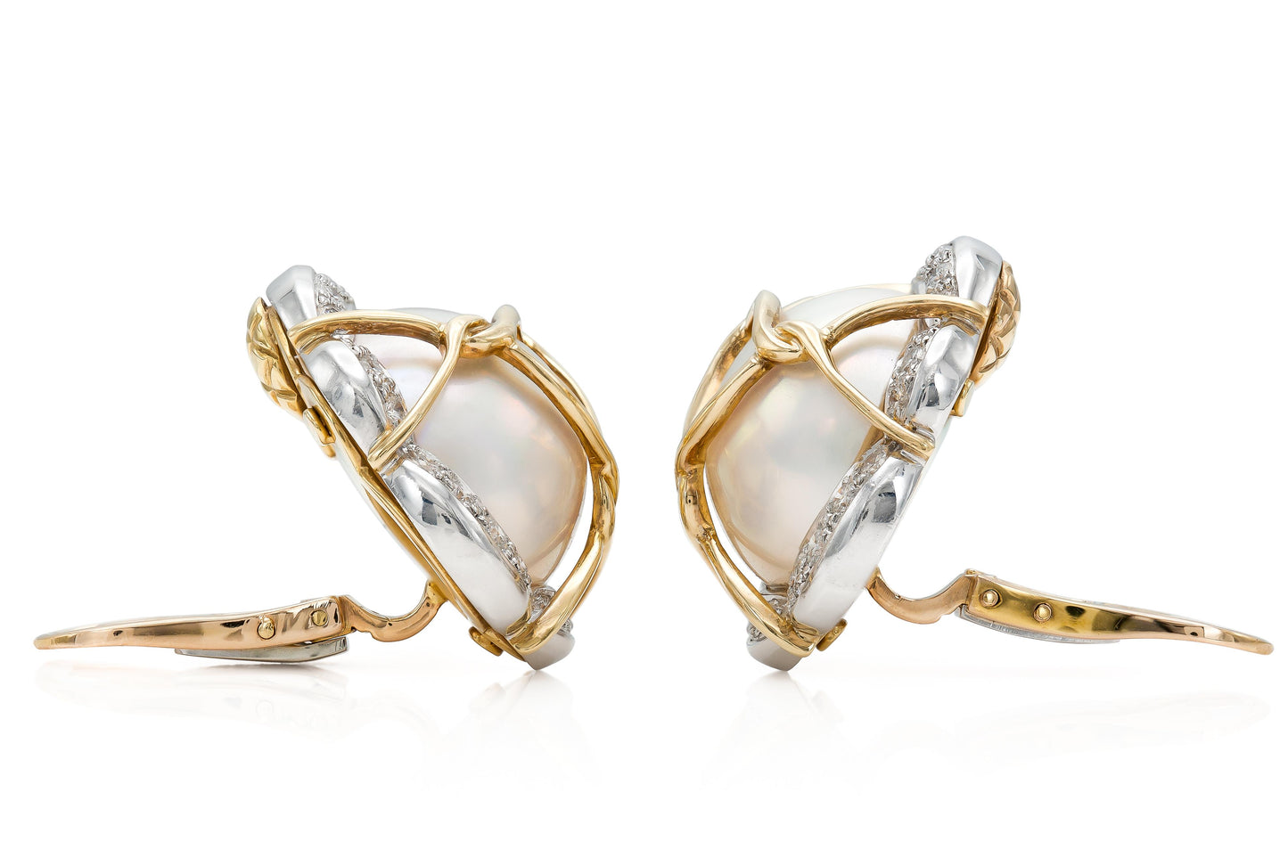 Verdura Pearl and Diamond Earrings