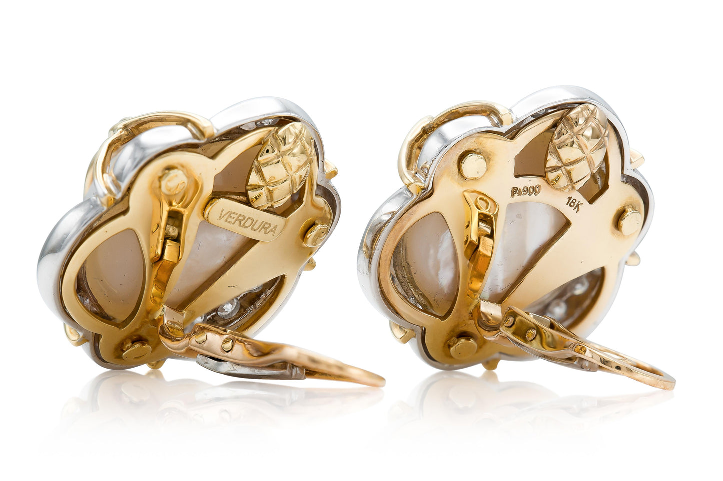 Verdura Pearl and Diamond Earrings